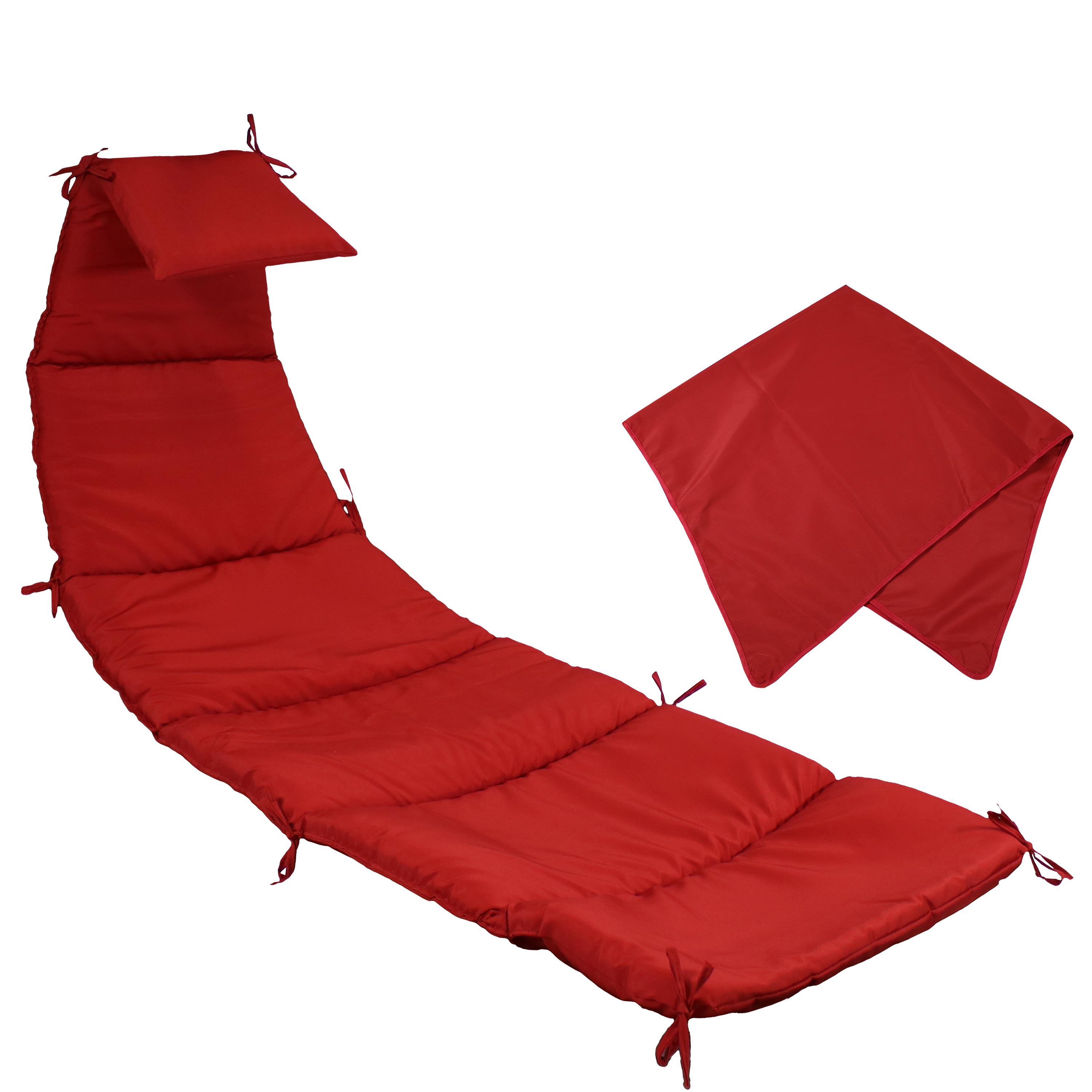 Sunnydaze Hanging Lounge Chair Replacement Cushion and Umbrella, Red