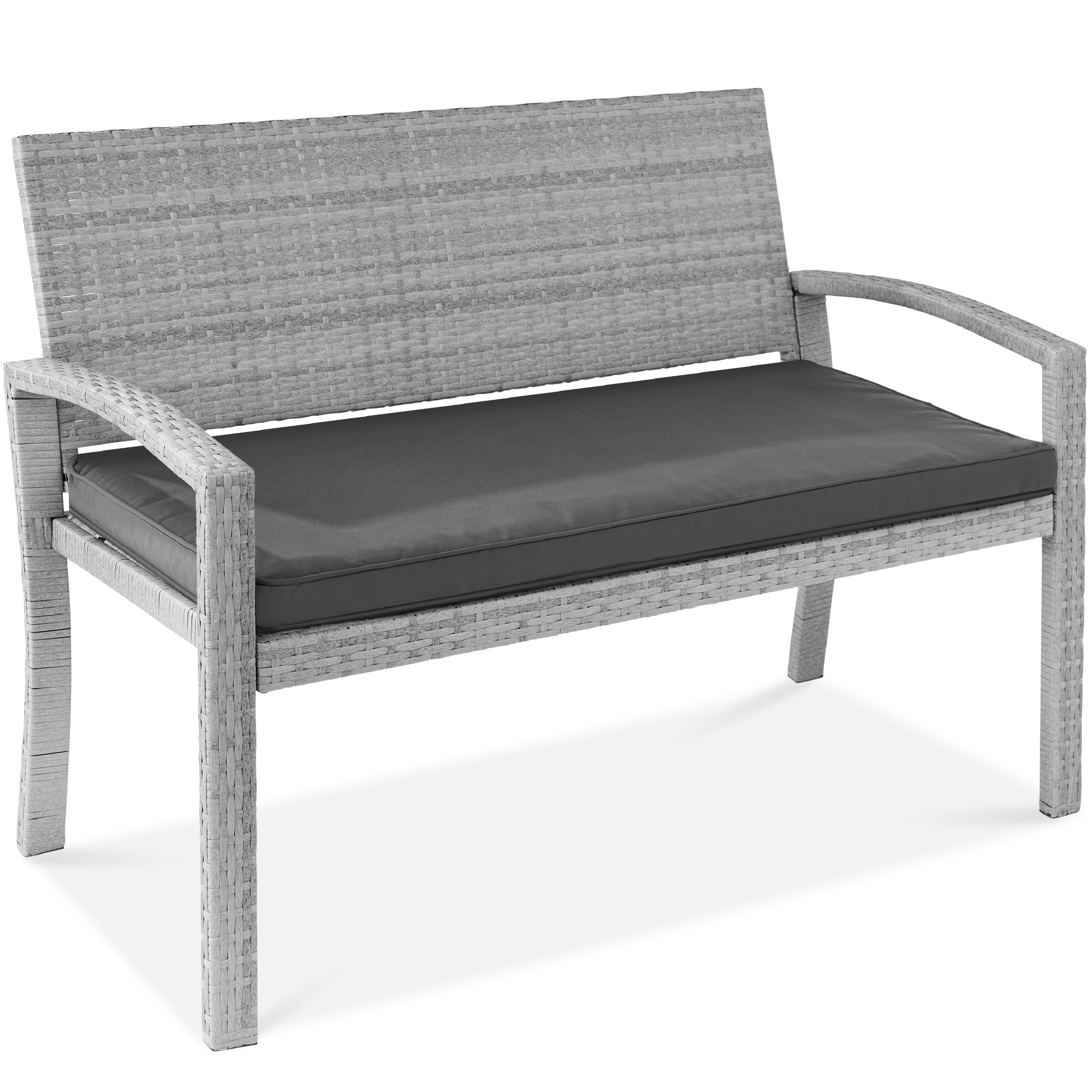 2-Person Wicker Bench, Outdoor Patio Garden Porch Furniture w/ 700lb Capacity, Cushion - Gray/Gray - Best Choice Products Online