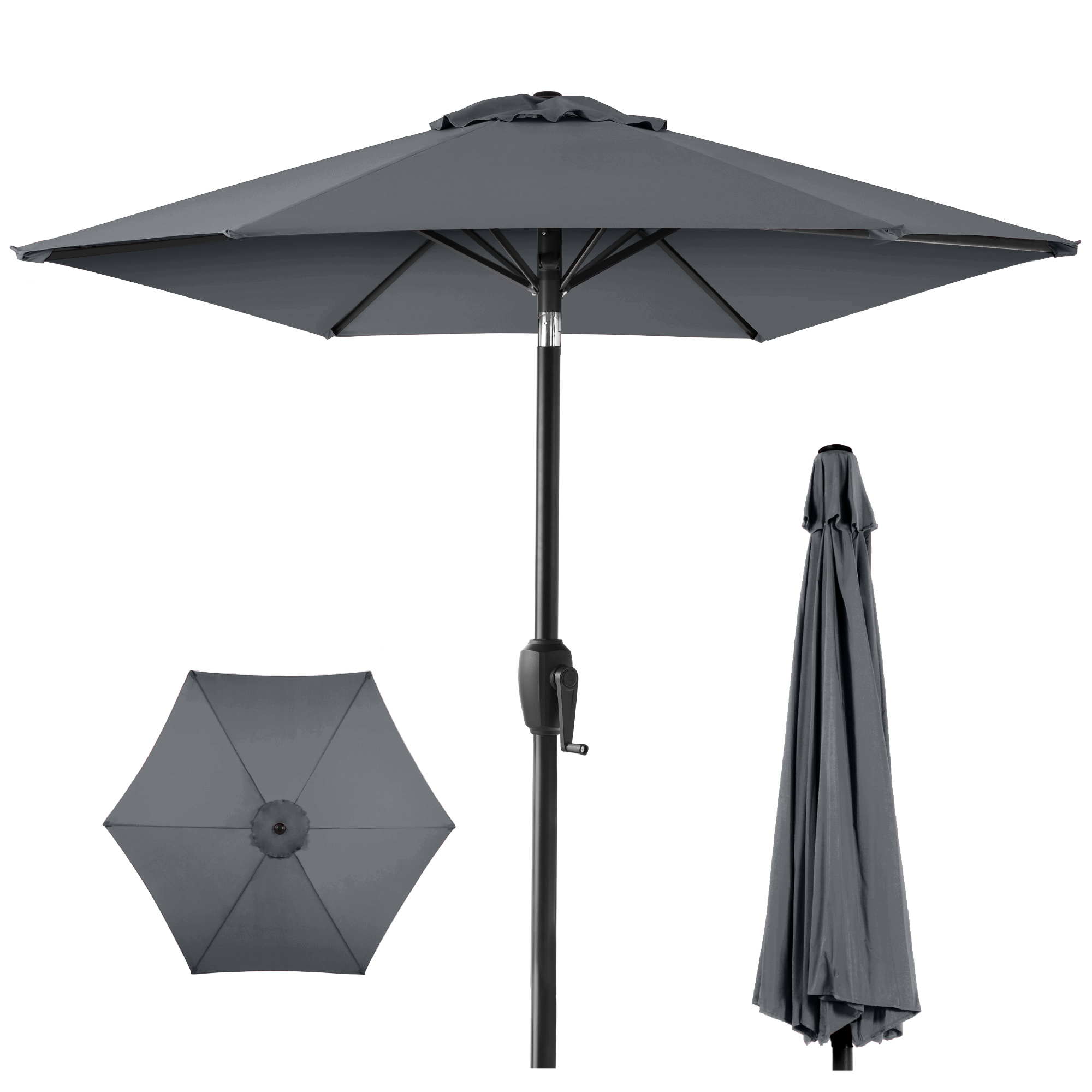 7.5ft Heavy-Duty Outdoor Market Patio Umbrella w/ Push Button Tilt, Easy Crank Lift - Slate Olive - Best Choice Products Online