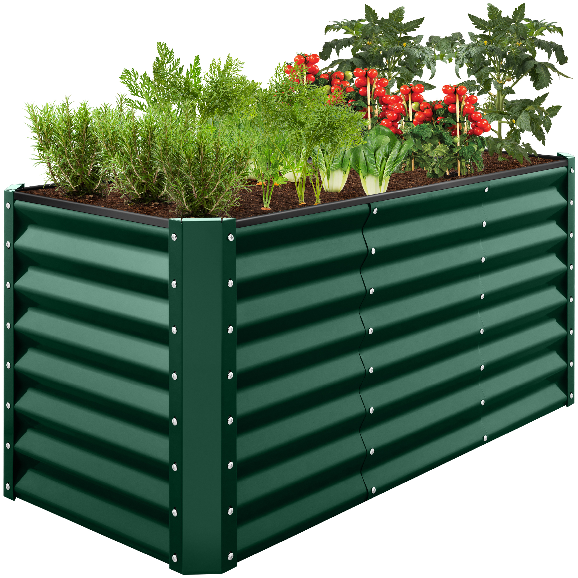4x2x2ft Outdoor Metal Raised Garden Bed, Planter Box for Vegetables, Flowers, Herbs - Dark Green - Best Choice Products Online