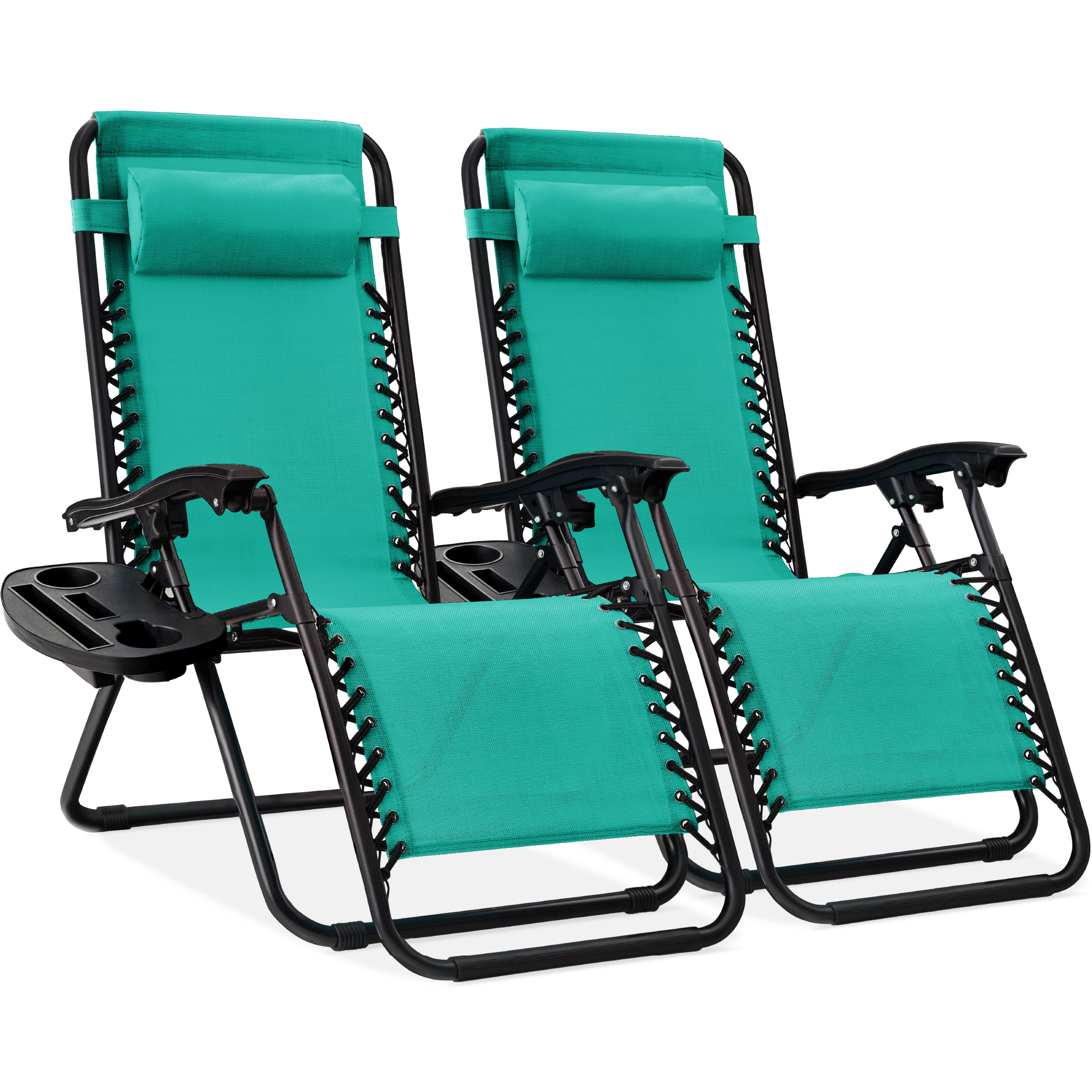 2-Pack Zero Gravity Chairs, Adjustable Lounge Recliners For Patio & Pool w/ Cup Holders - Mint - Best Choice Products Online
