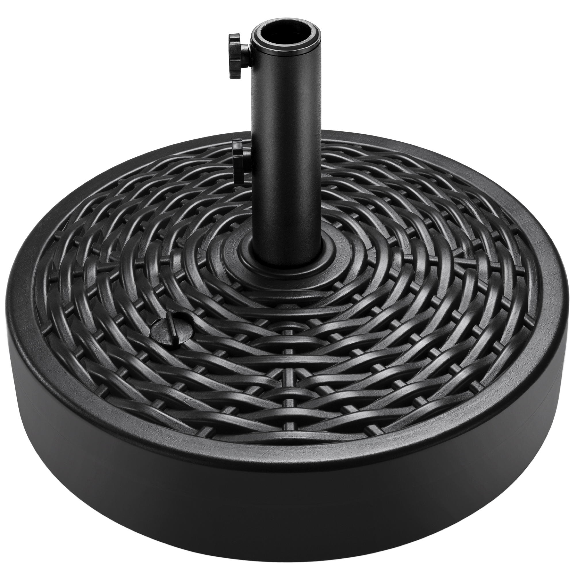 Fillable Plastic Patio Umbrella Base Stand, Pole Holder w/ 2 Adjustment Knobs, Faux Wicker Pattern - Best Choice Products Online