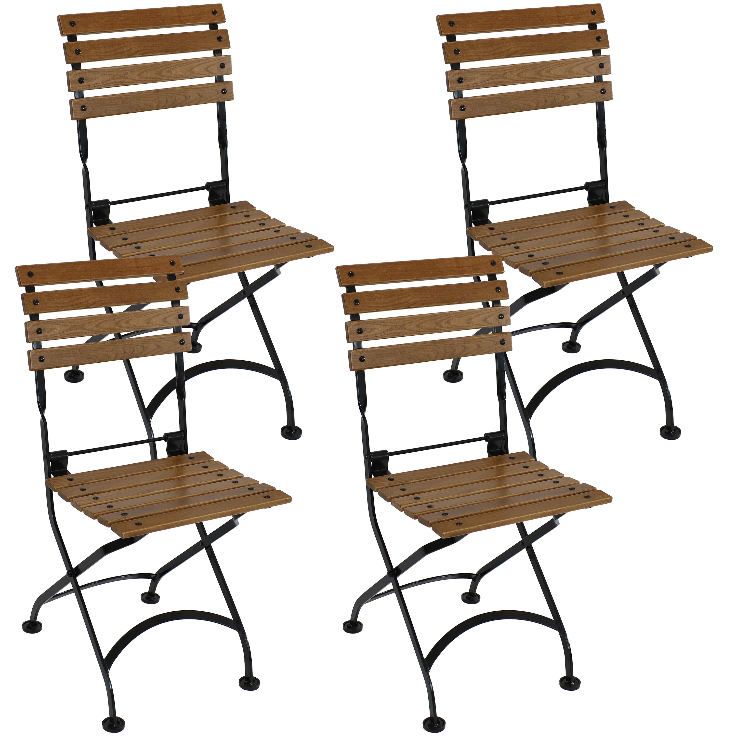 Sunnydaze European Chestnut Wooden Folding Bistro Side Chair - Set of 4