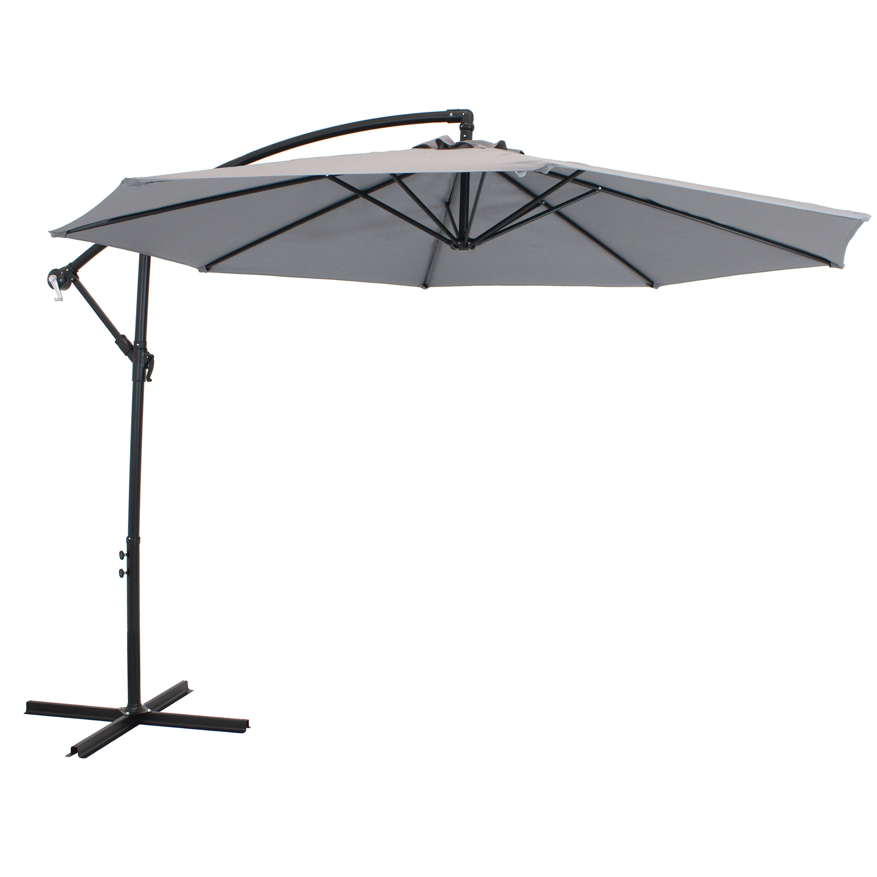 Sunnydaze Offset Outdoor Patio Umbrella with Crank - 9-Foot - Smoke