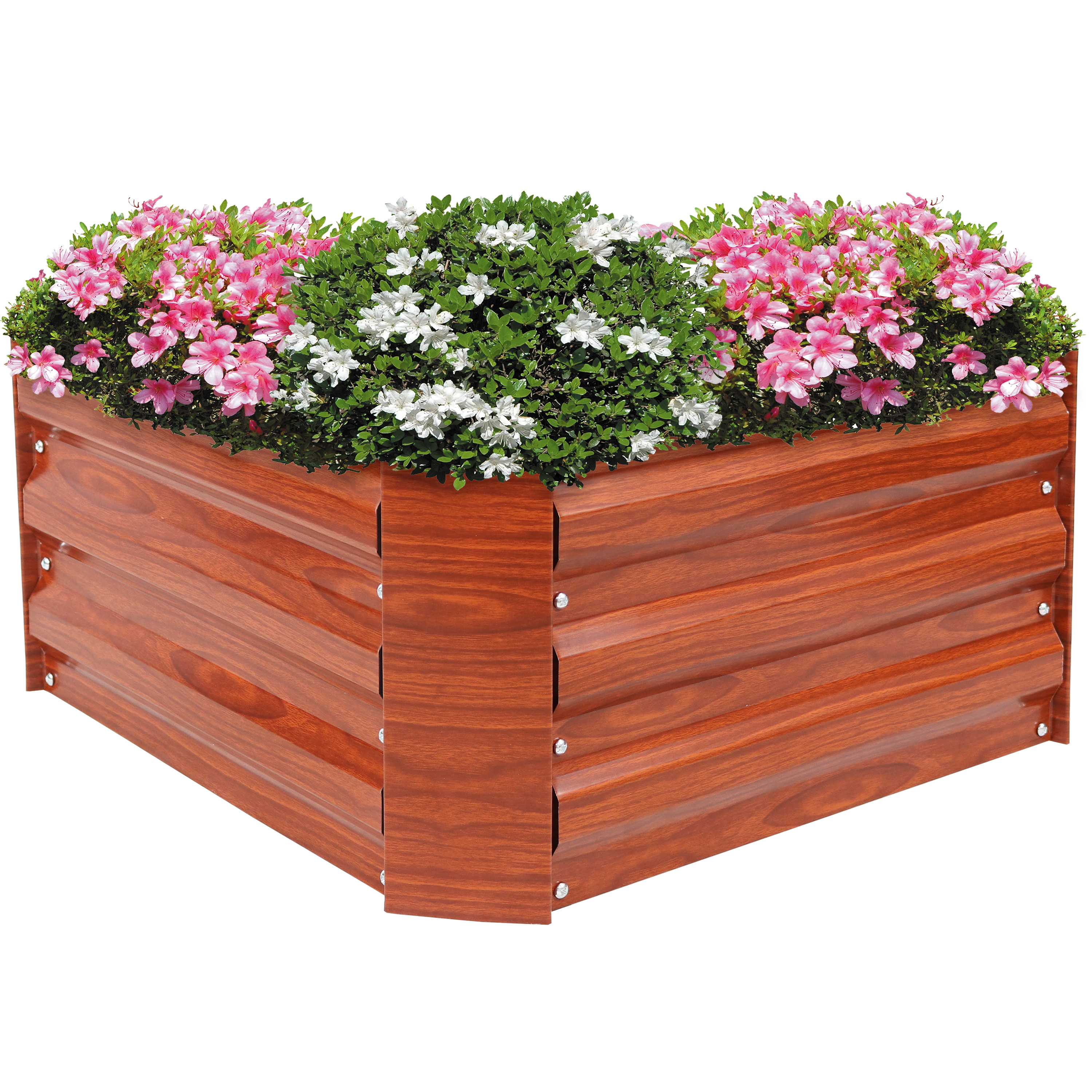 Sunnydaze Galvanized Steel Raised Bed - 24-Inch Square - Woodgrain