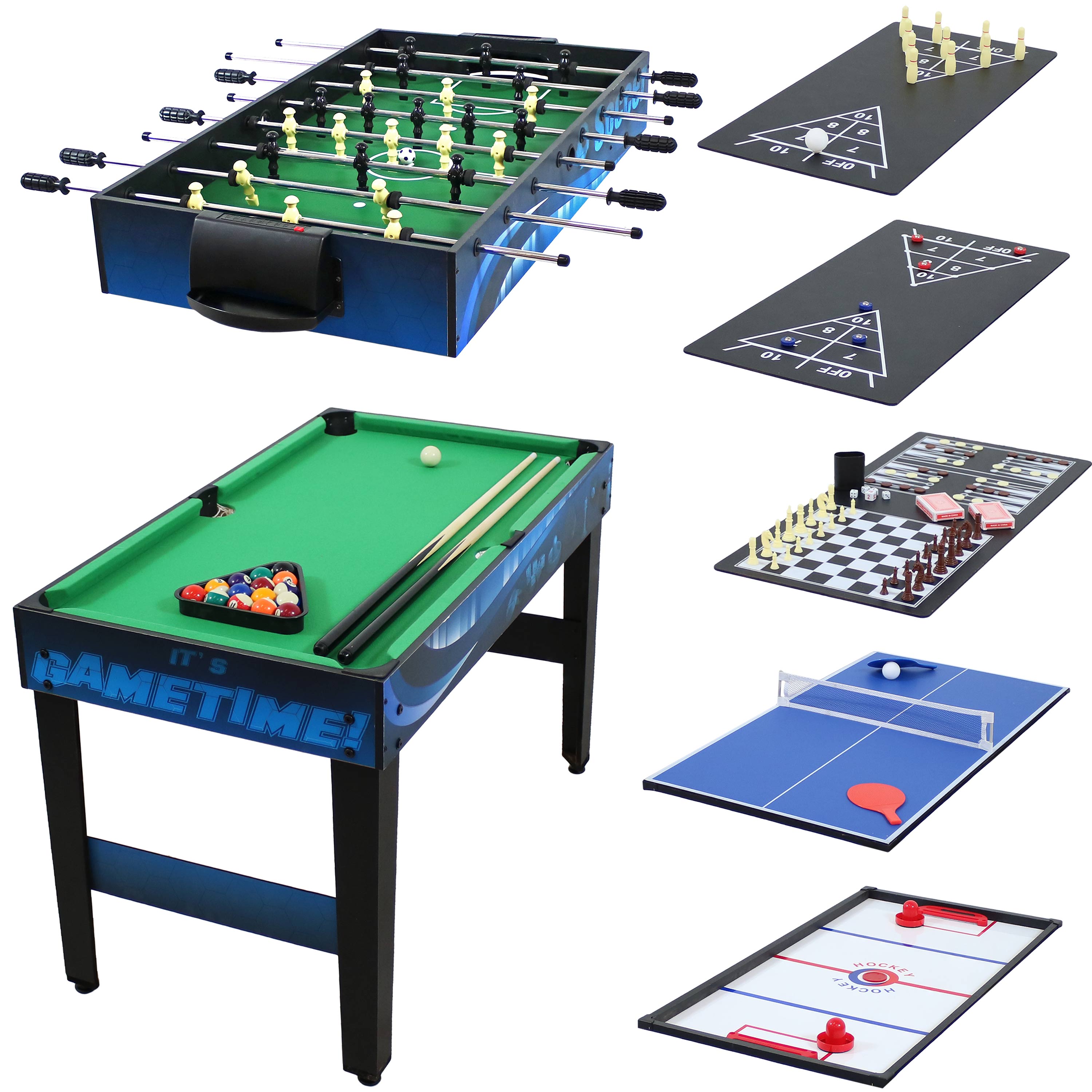 Sunnydaze Multi Game 10-in-1 Game Table Billiards Foosball Hockey Pool