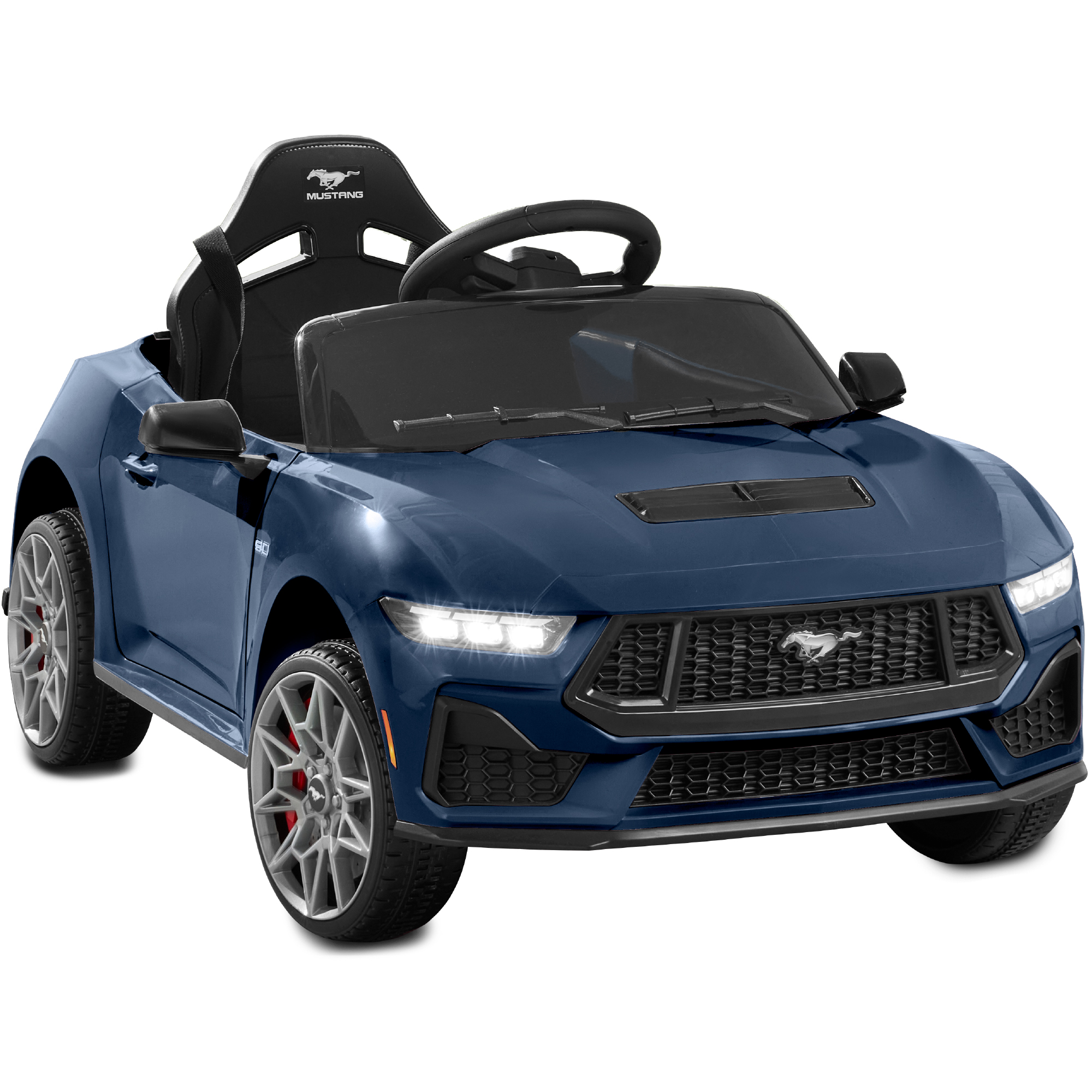 Kids 12V Electric Ride-On Car, Officially Licensed Ford Mustang w/ Remote, LED Lights - Blue - Best Choice Products Online