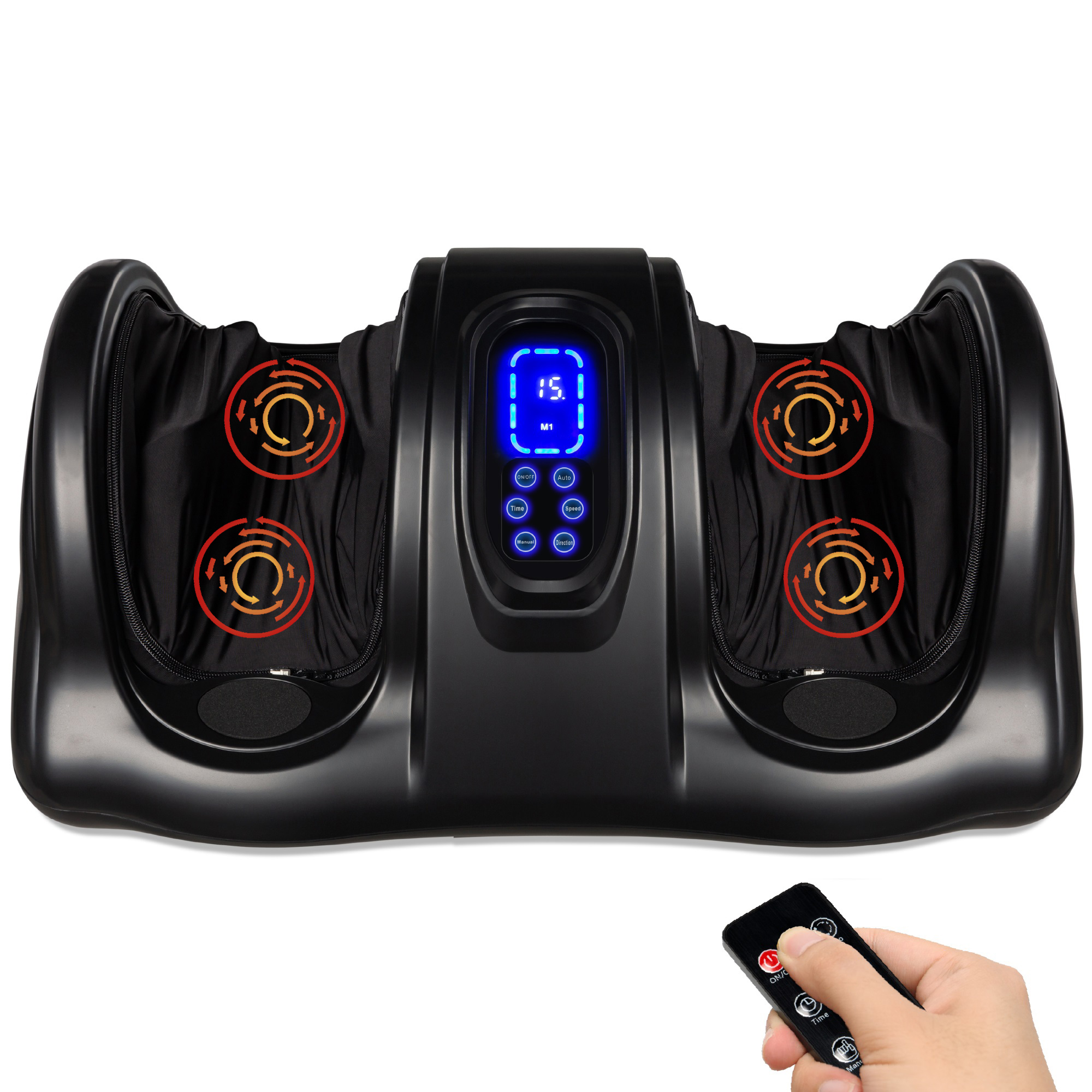 Shiatsu Foot Massager Therapeutic Kneading & Rolling, Electric w/ High Intensity Rollers, Remote - Black - Best Choice Products Online