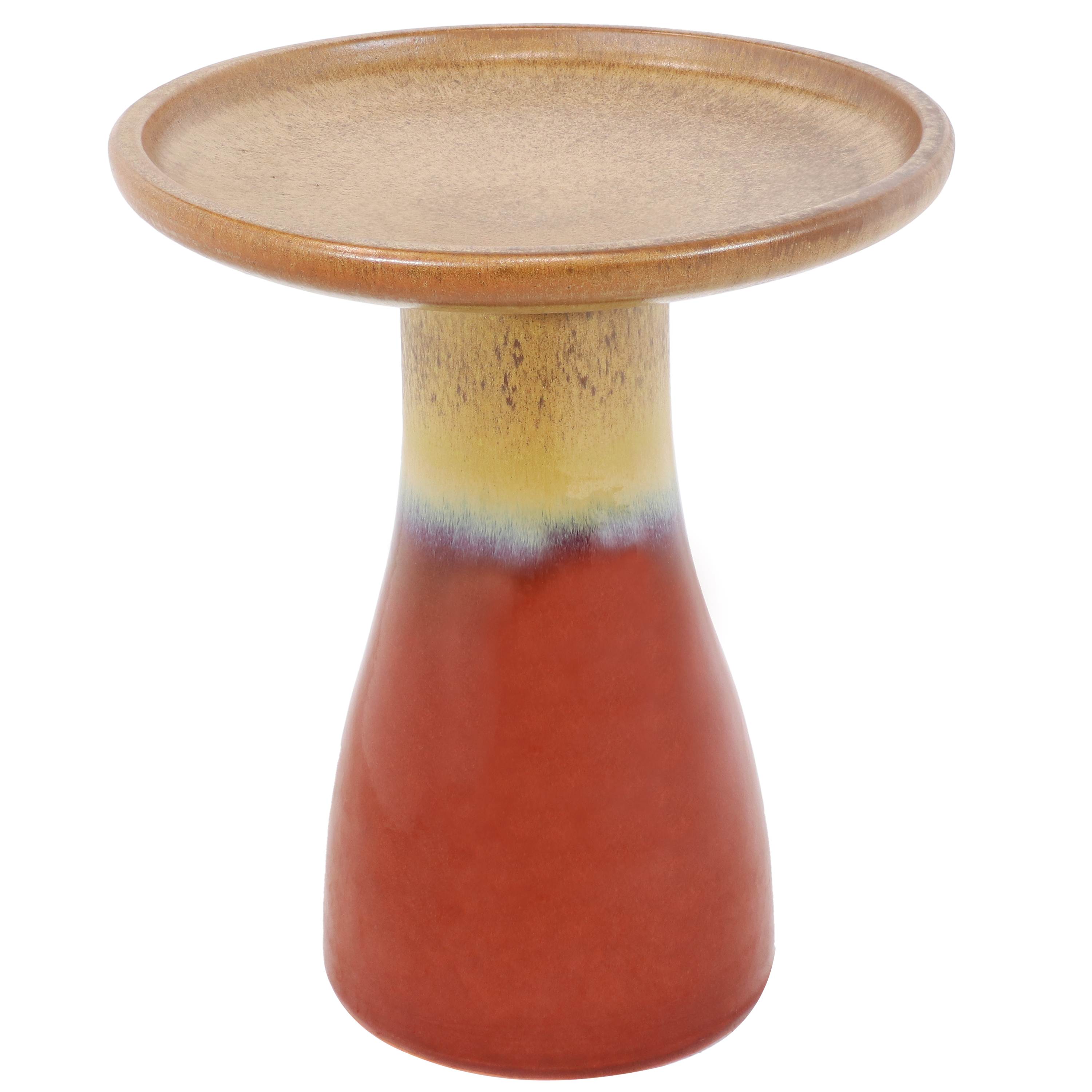 Sunnydaze Duo-Tone Ceramic Bird Bath - UV/Frost-Resistant - Lemon Cognac