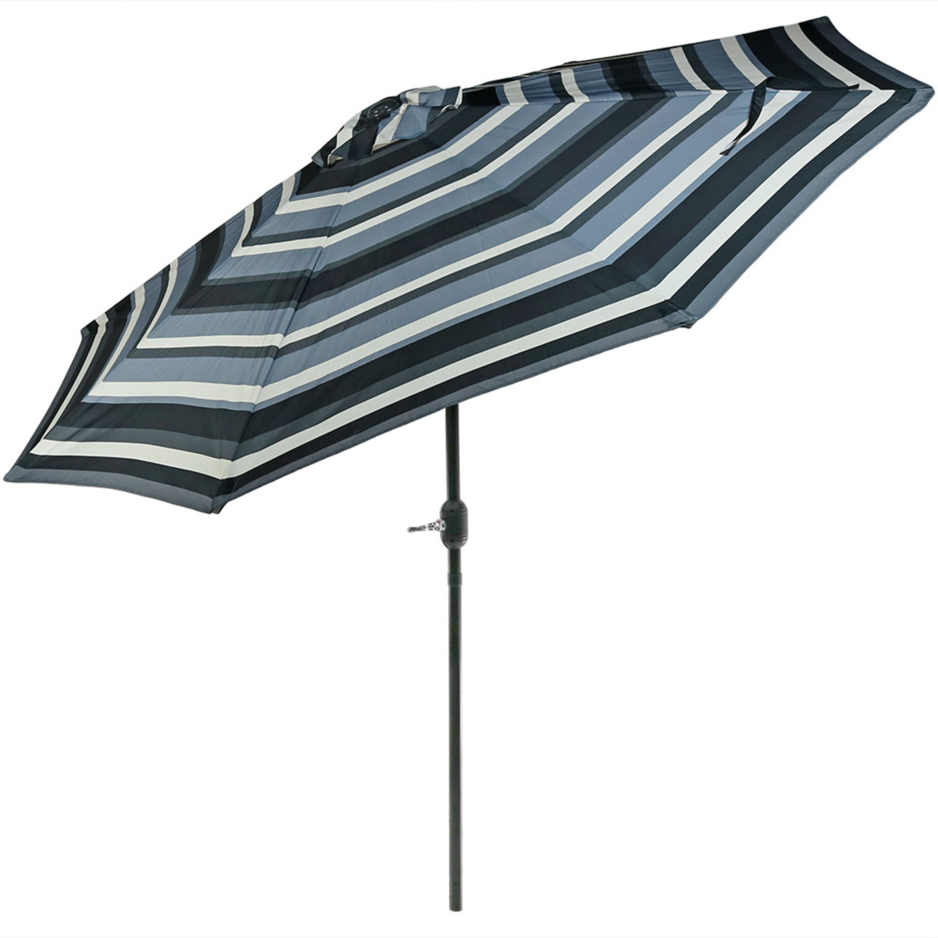 Sunnydaze Striped 9-Foot Aluminum Patio Umbrella with Push Button Tilt & Crank, Catalina Beach Stripe