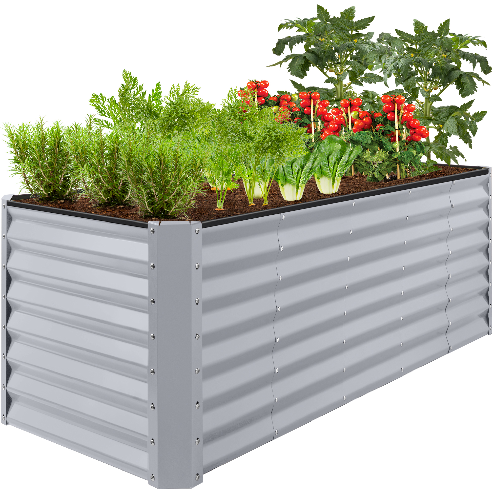 8x2x2ft Raised Metal Outdoor Garden Bed, Planter Box for Flowers, Vegetables, Herbs - Moonlight Gray - Best Choice Products Online