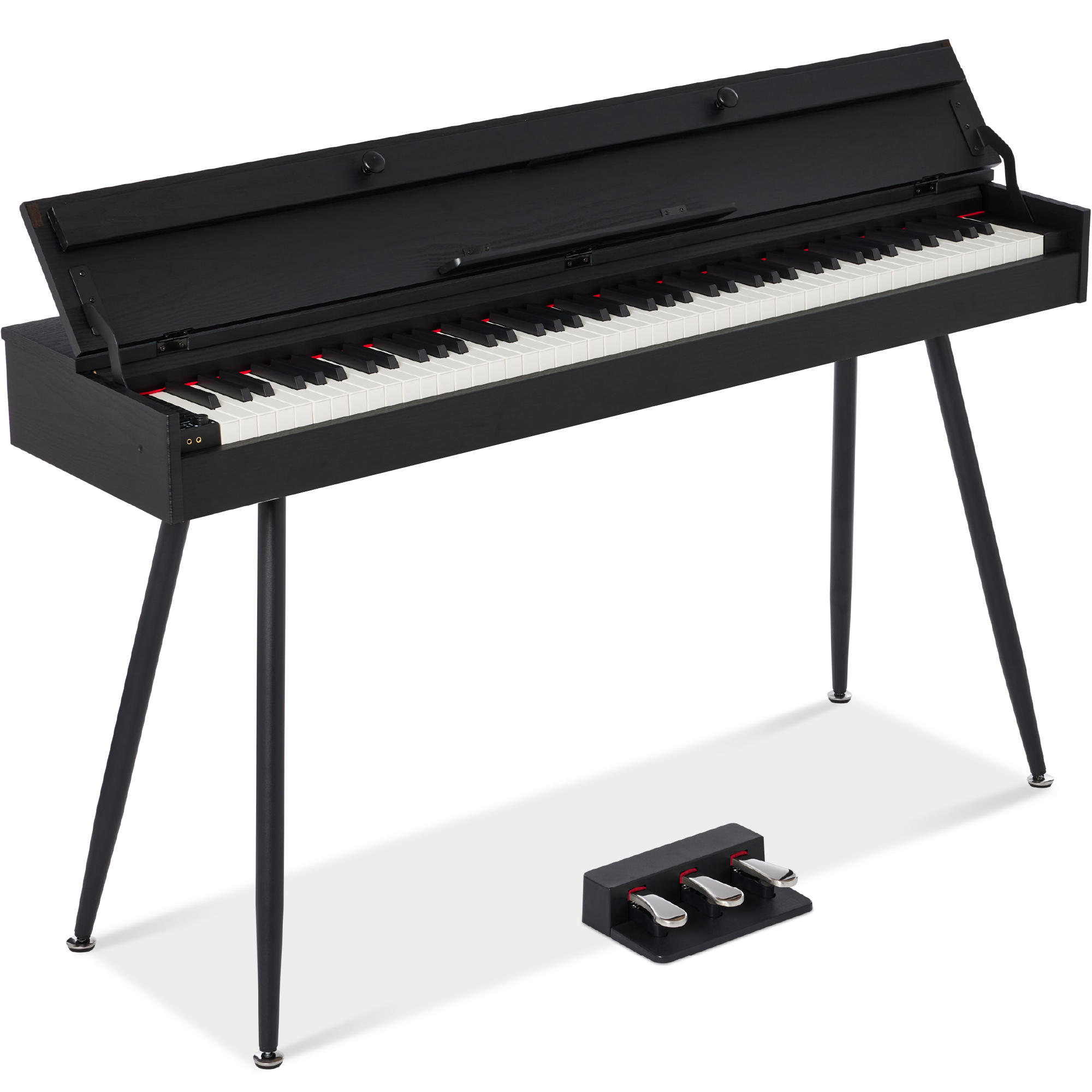 Modern 88 Key Fully Weighted Desk Style Digital Piano w/ Metal Legs, 3 Sustain Pedal - Black - Best Choice Products Online
