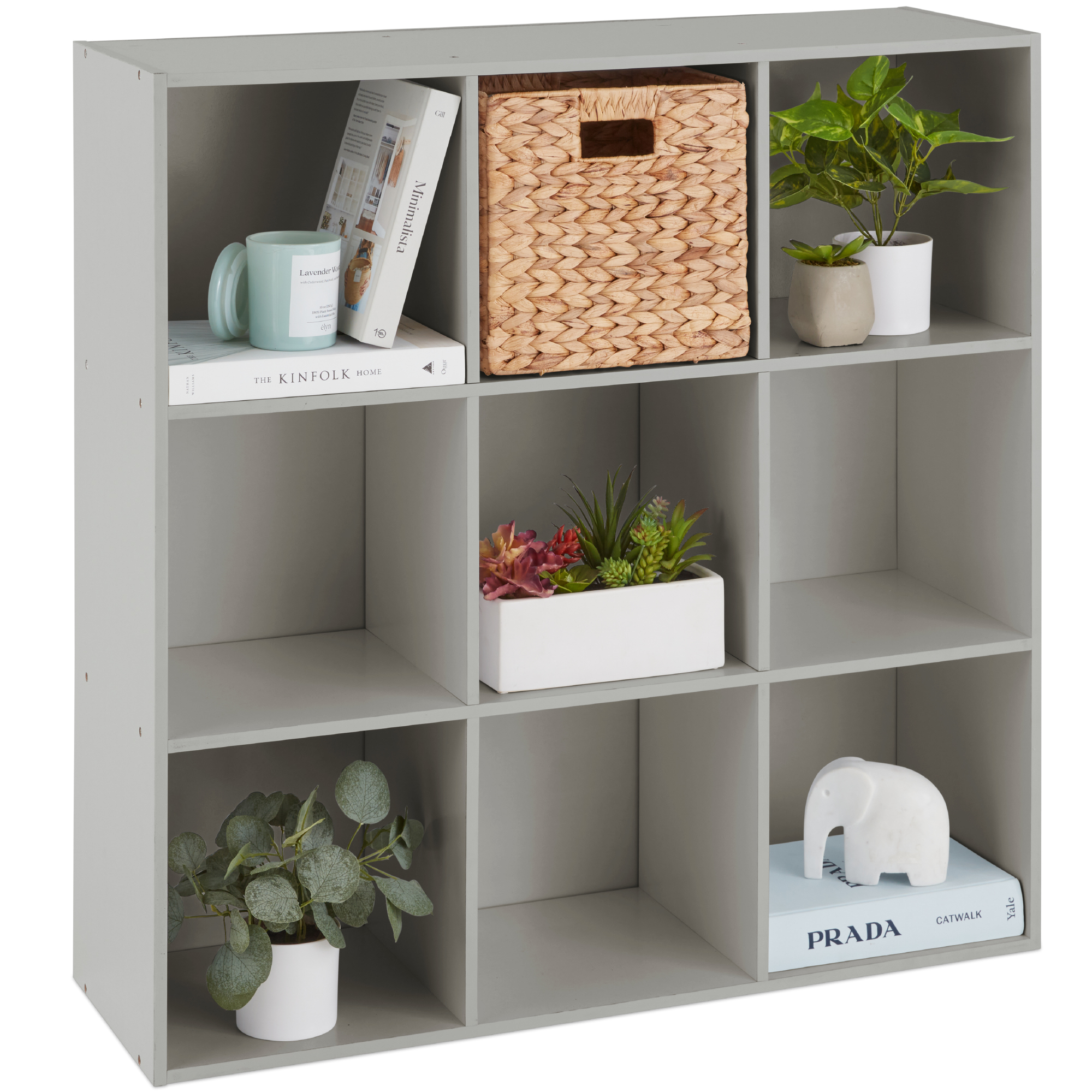 9-Cube Bookshelf, Display Storage System, Organizer w/ Removable Back Panels - Gray - Best Choice Products Online