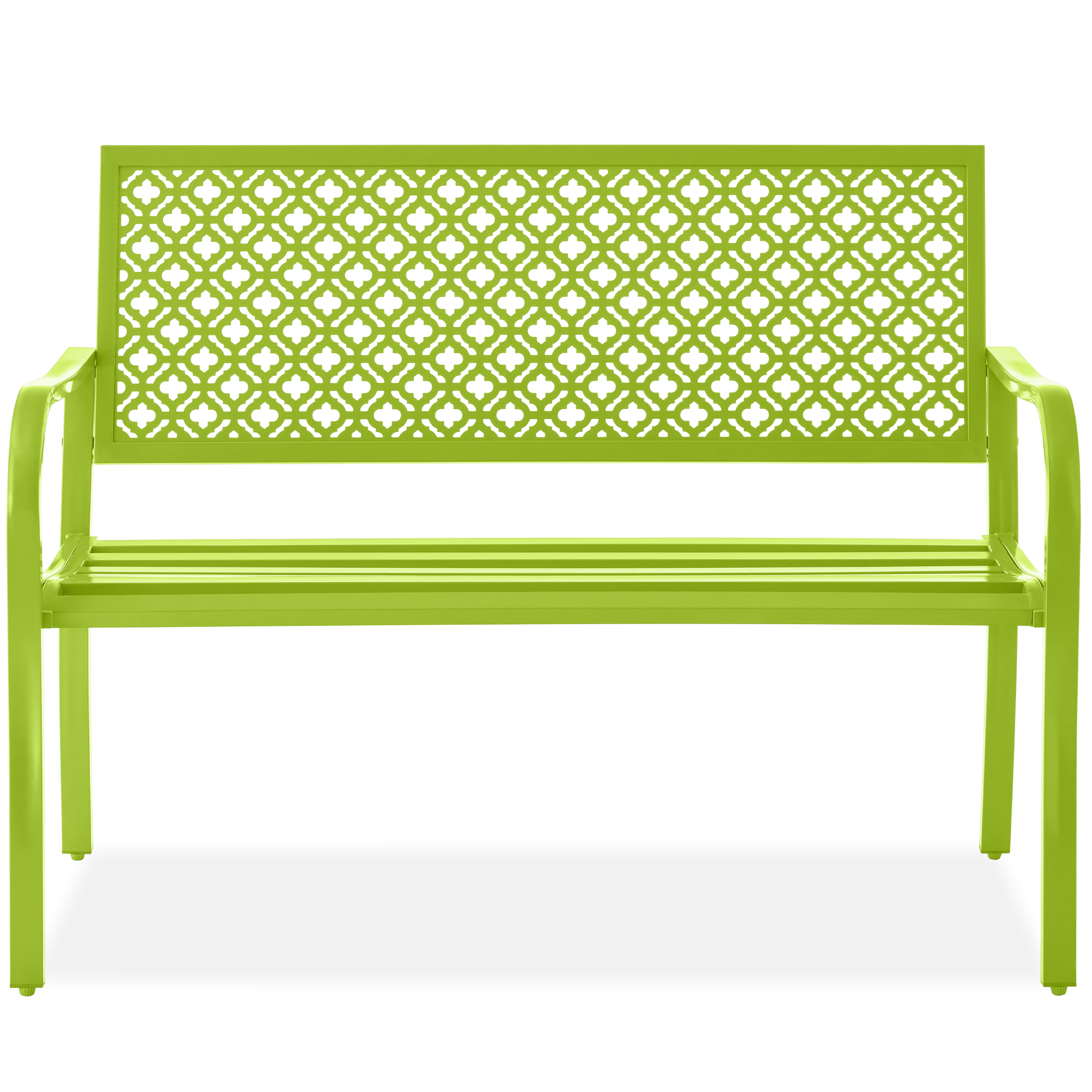 Indoor Outdoor Steel Garden Patio Porch Bench Furniture w/ Geometric Backrest, 790lb Capacity - Lime Green - Best Choice Products Online