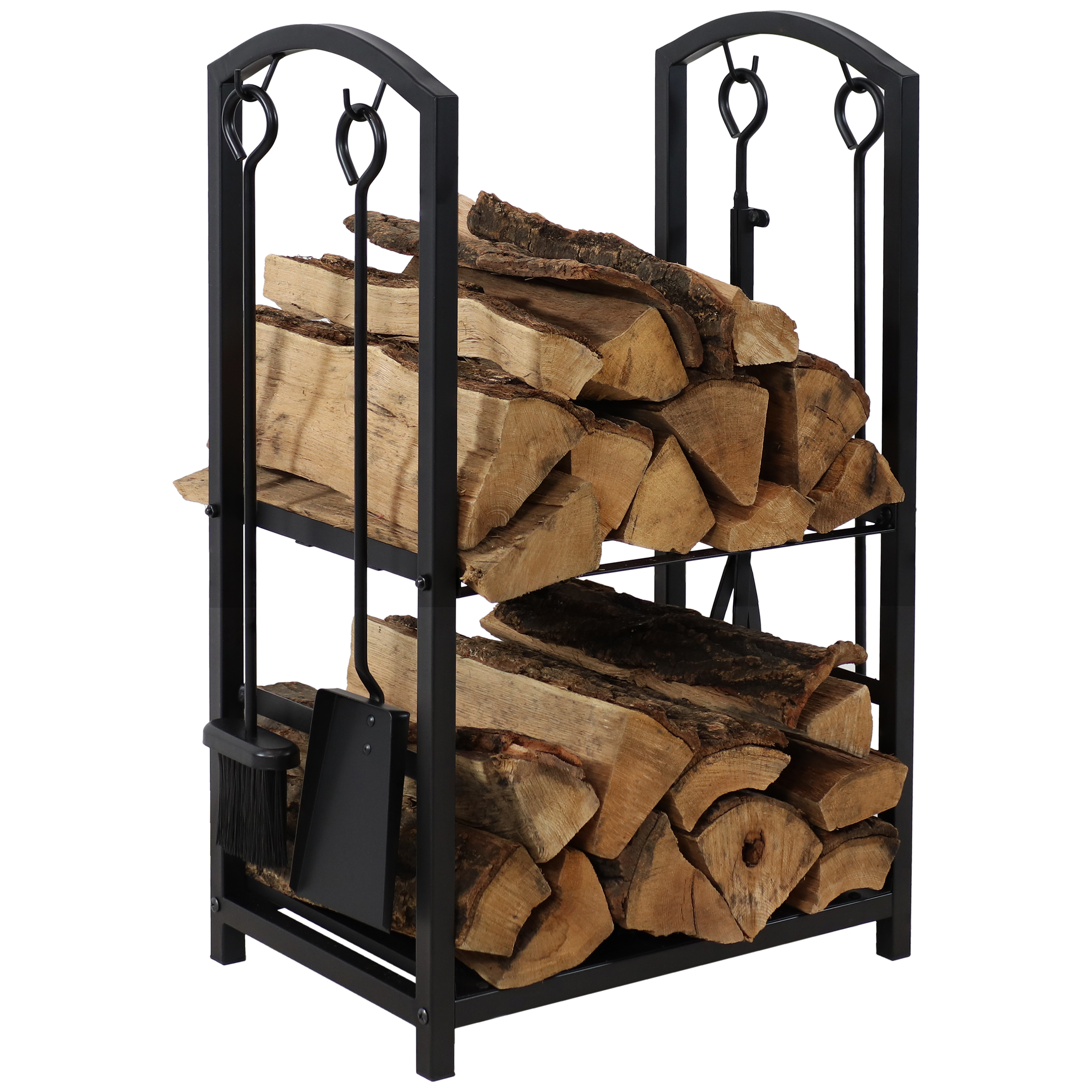 Steel Fireplace Log Holder and 5-Piece Tool Set