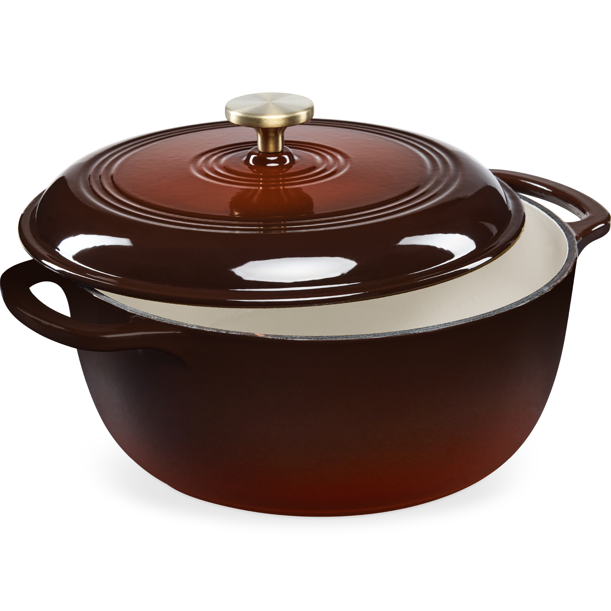 7.5qt Enamel Cast-Iron Dutch Oven, Heavy-Duty Cookware w/ Dual Handles - Chocolate Ganache - Best Choice Products Online