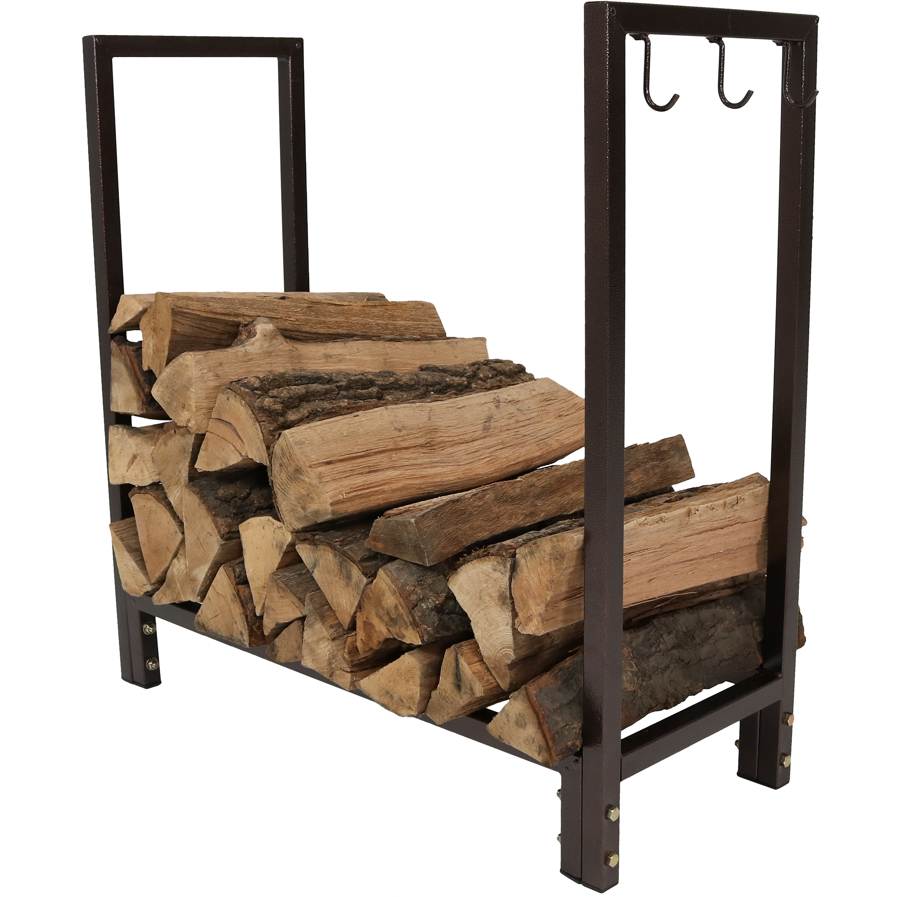 Sunnydaze Indoor/Outdoor Bronze Steel Firewood Log Holder - 30-Inch