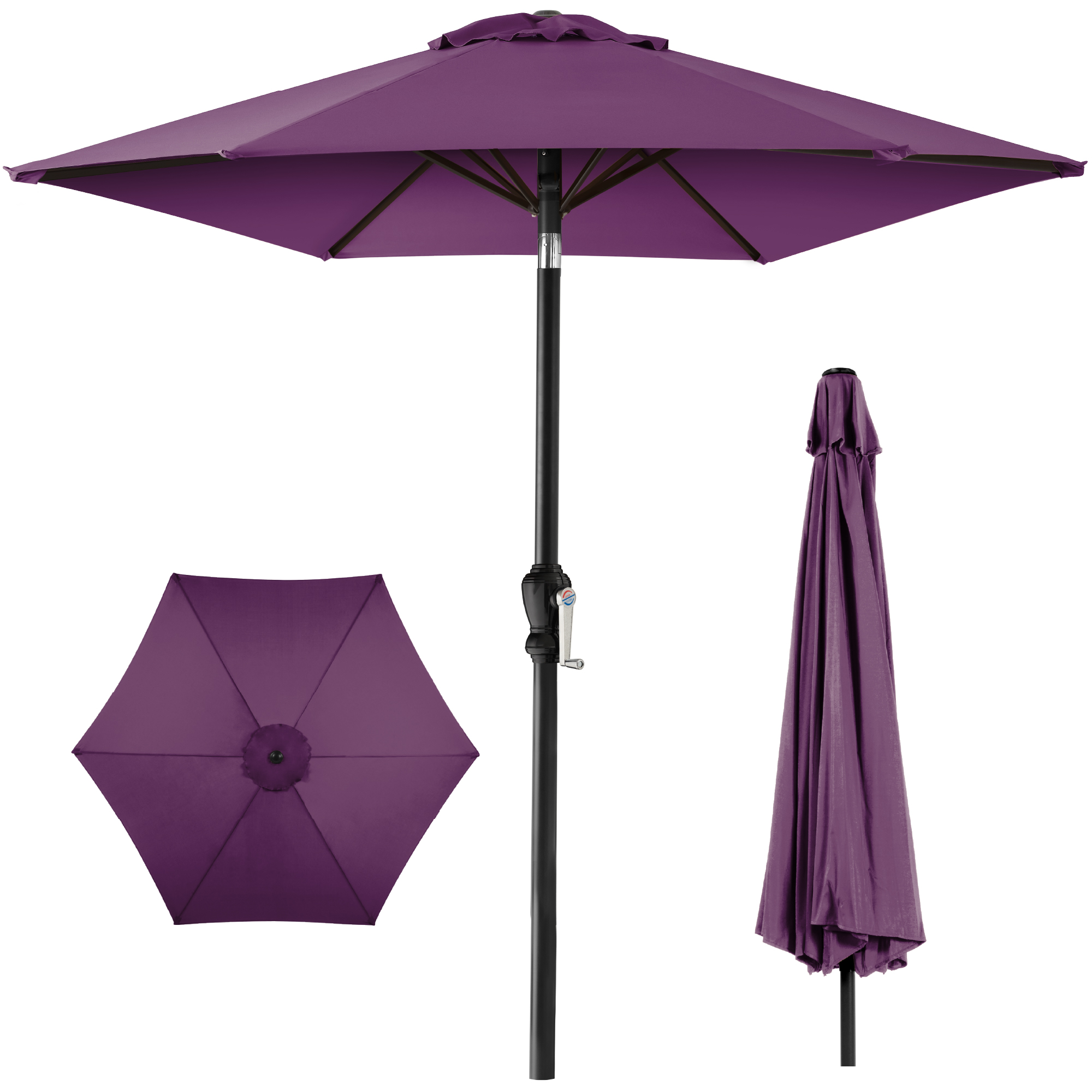 10ft Outdoor Steel Market Patio Umbrella w/ Crank, Tilt Push Button, 6 Ribs - Amethyst Purple - Best Choice Products Online