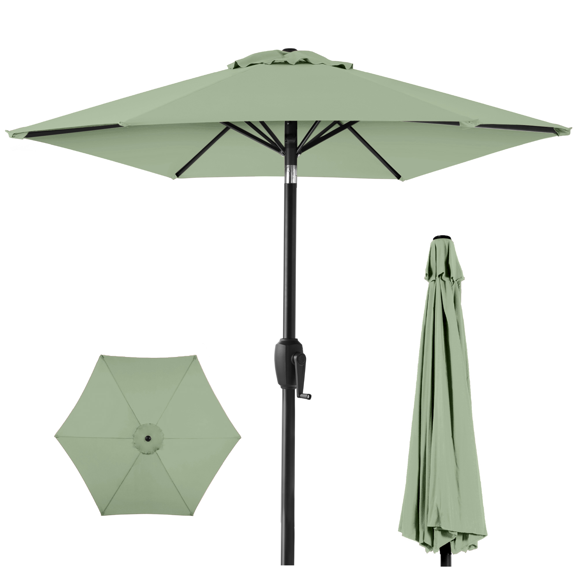 Best Choice Products 7.5ft Heavy-Duty Outdoor Market Patio Umbrella w/ Push Button Tilt, Easy Crank - Sage Green