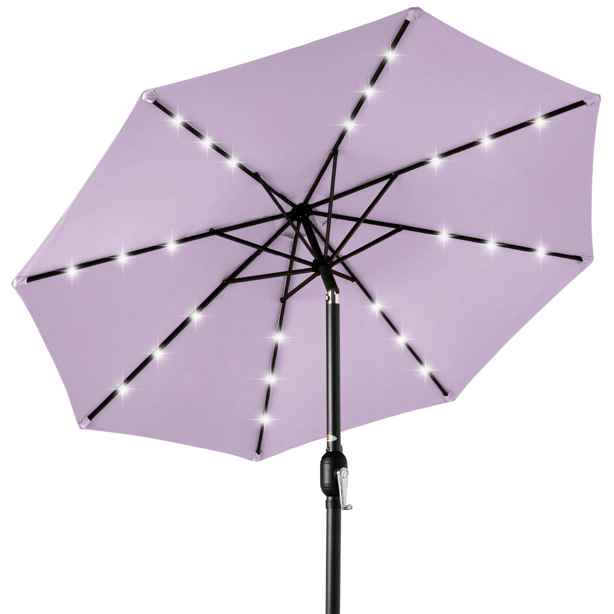 10ft Solar LED Lighted Patio Umbrella w/ Tilt Adjustment, UV-Resistant Fabric - Lavender - Best Choice Products Online