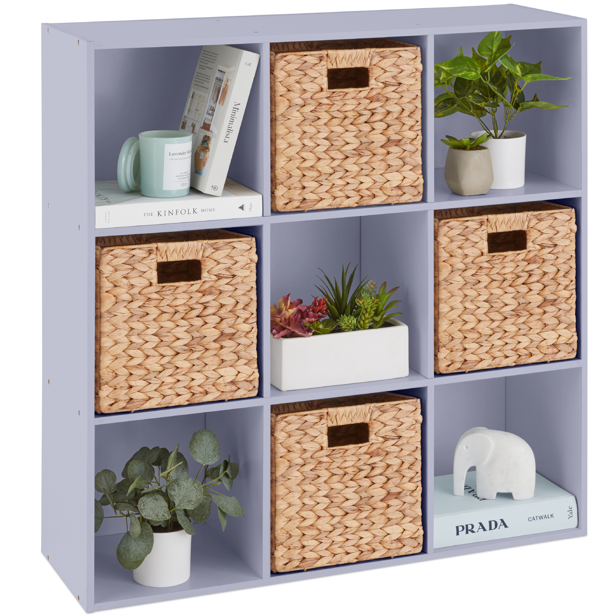 9-Cube Bookshelf, Display Storage System, Compartment Organizer w/ 3 Removable Back Panels - Lavender - Best Choice Products Online