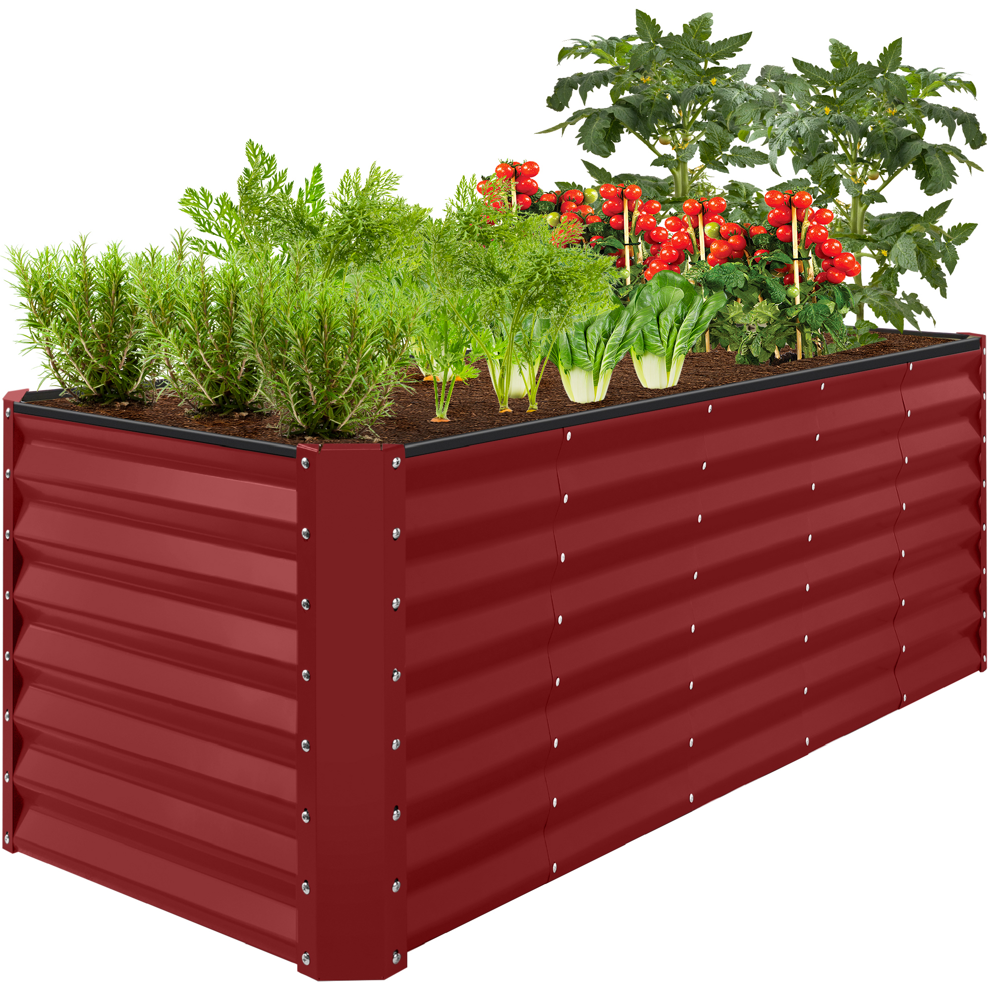 8x2x2ft Raised Metal Outdoor Garden Bed, Planter Box for Flowers, Vegetables, Herbs - Royal Red - Best Choice Products Online