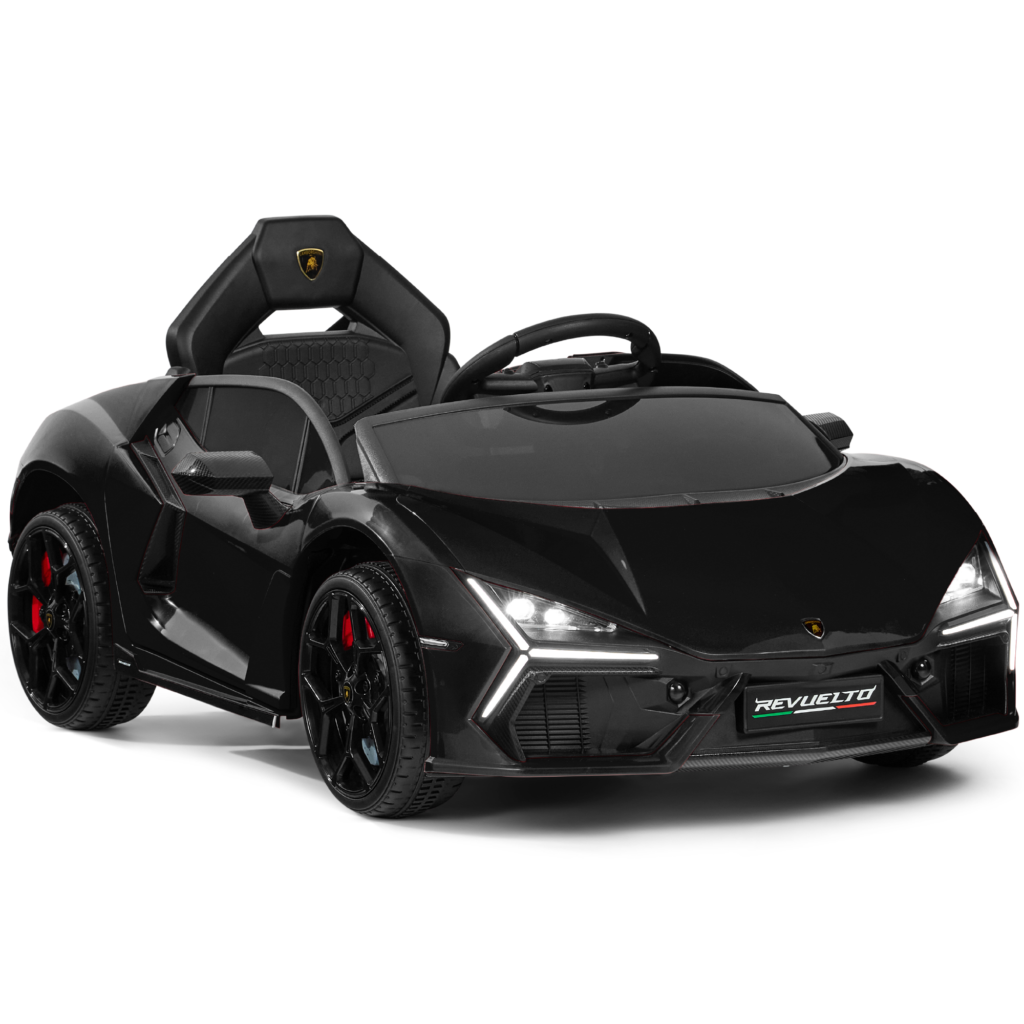 Kids 12V Ride-On Car Officially Licensed Lamborghini Revuelto w/ Remote, LED Lights - Black - Best Choice Products Online
