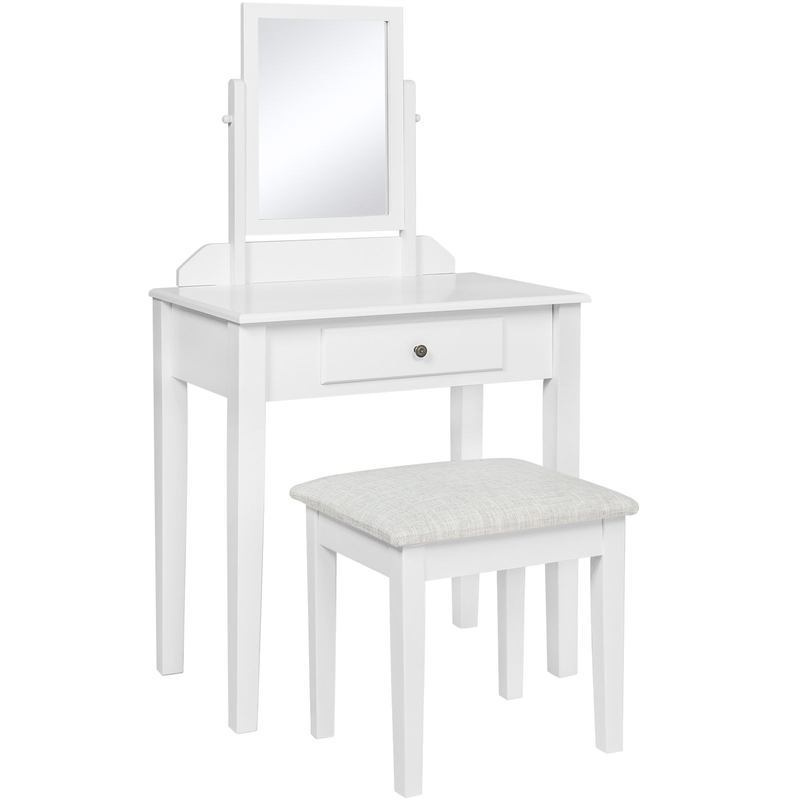 Best Choice Products Bathroom Vanity Table Set w/ Stool Hair Dressing Organizer- White