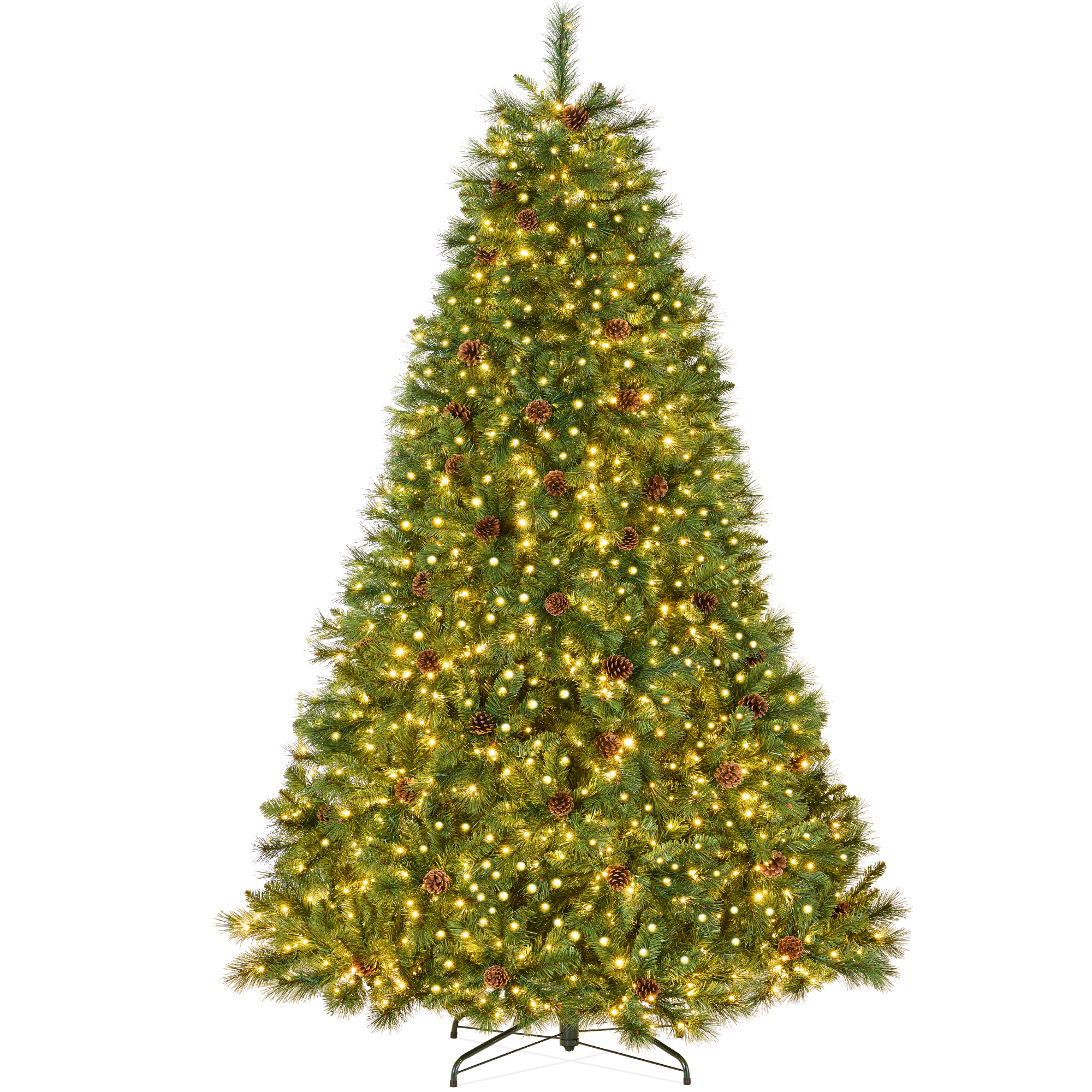 12ft Pre-Lit Scotch Pine Christmas Tree w/ 3,630 Branch Tips, 900 2-in-1 LED Lights - Best Choice Products Online