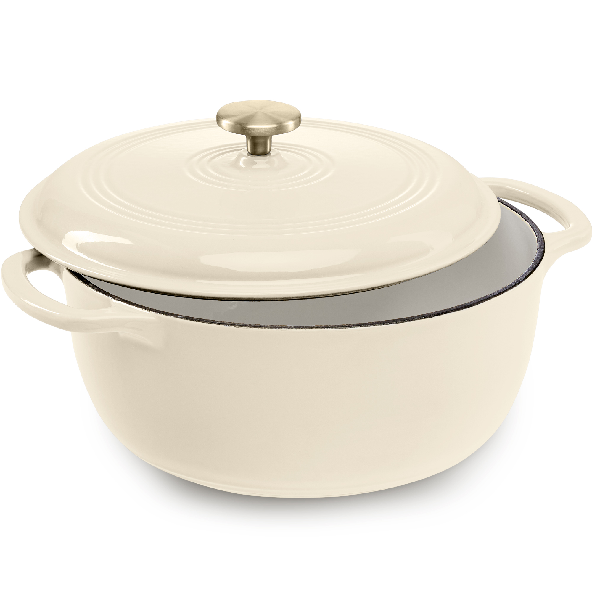 6qt Cast-Iron Dutch Oven, Heavy-Duty Kitchenware w/ Enamel, Side Handles - Vanilla Buttercream - Best Choice Products Online