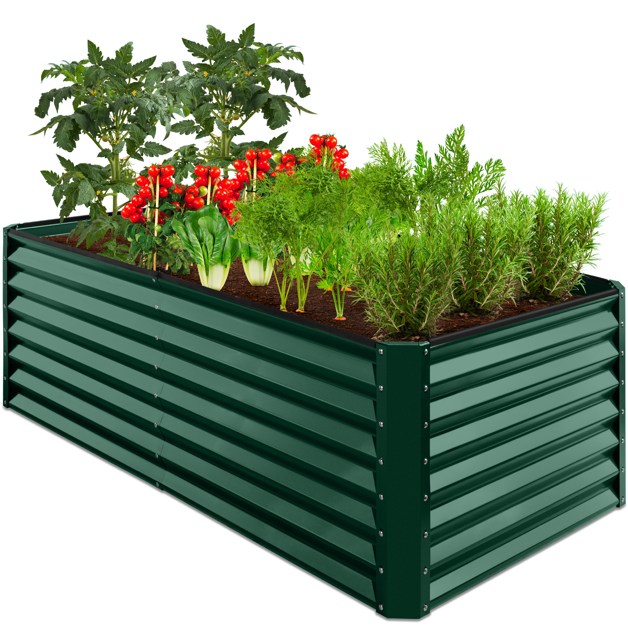 Raised Garden Bed 6x3x2ft, Outdoor Metal Planter Box For Vegetables, Flowers, Herbs, Succulents - Dark Green - Best Choice Products Online