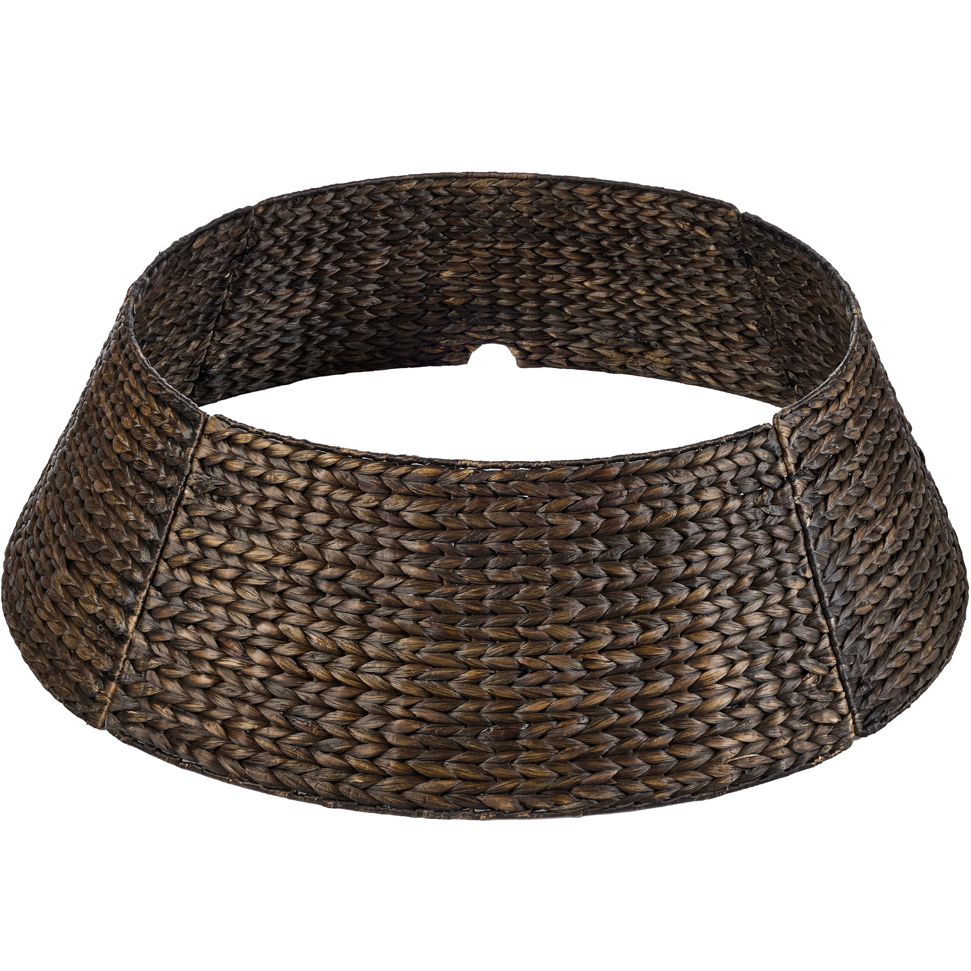 36in Woven Hyacinth Christmas Tree Collar, Tree Skirt Accessory w/ Cord Cut-Out - Tobacco - Best Choice Products Online