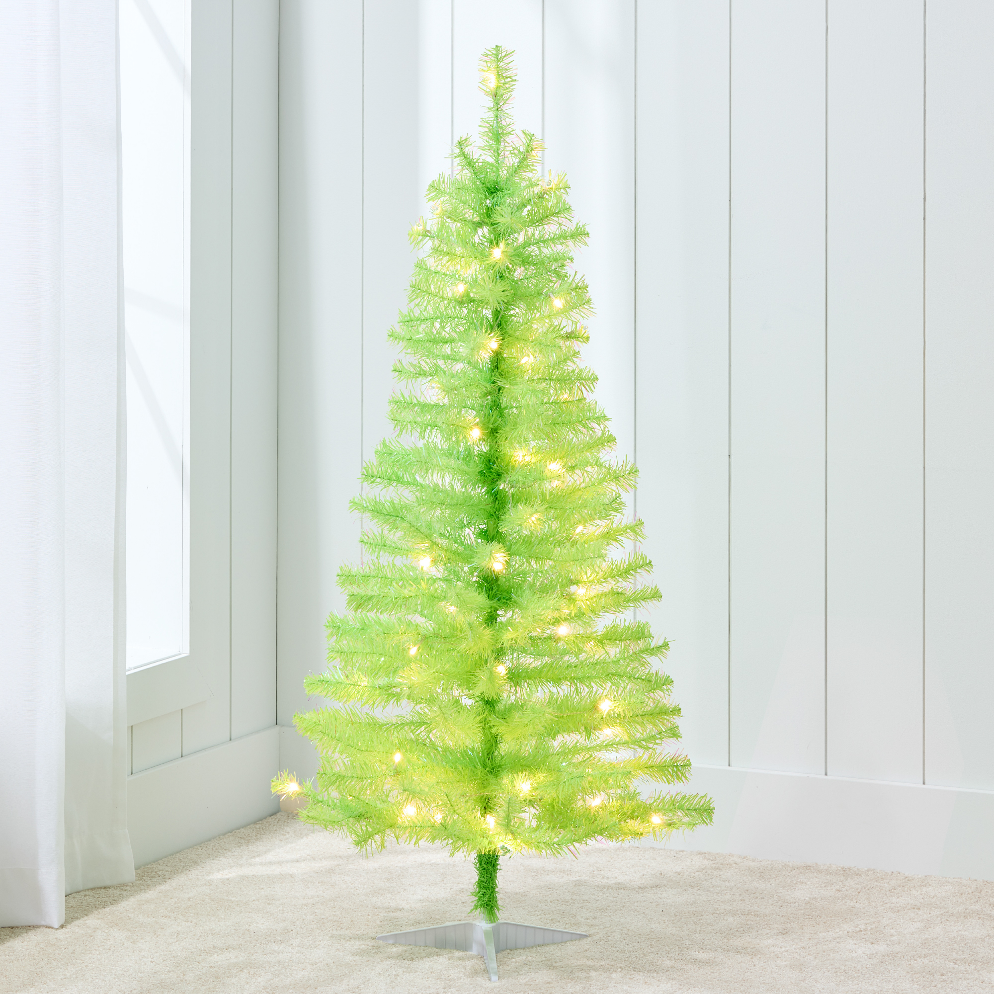 4ft Pre-Lit Lime Green Christmas Tree, Artificial Tree Holiday Decor w/ LED Lights - Best Choice Products Online