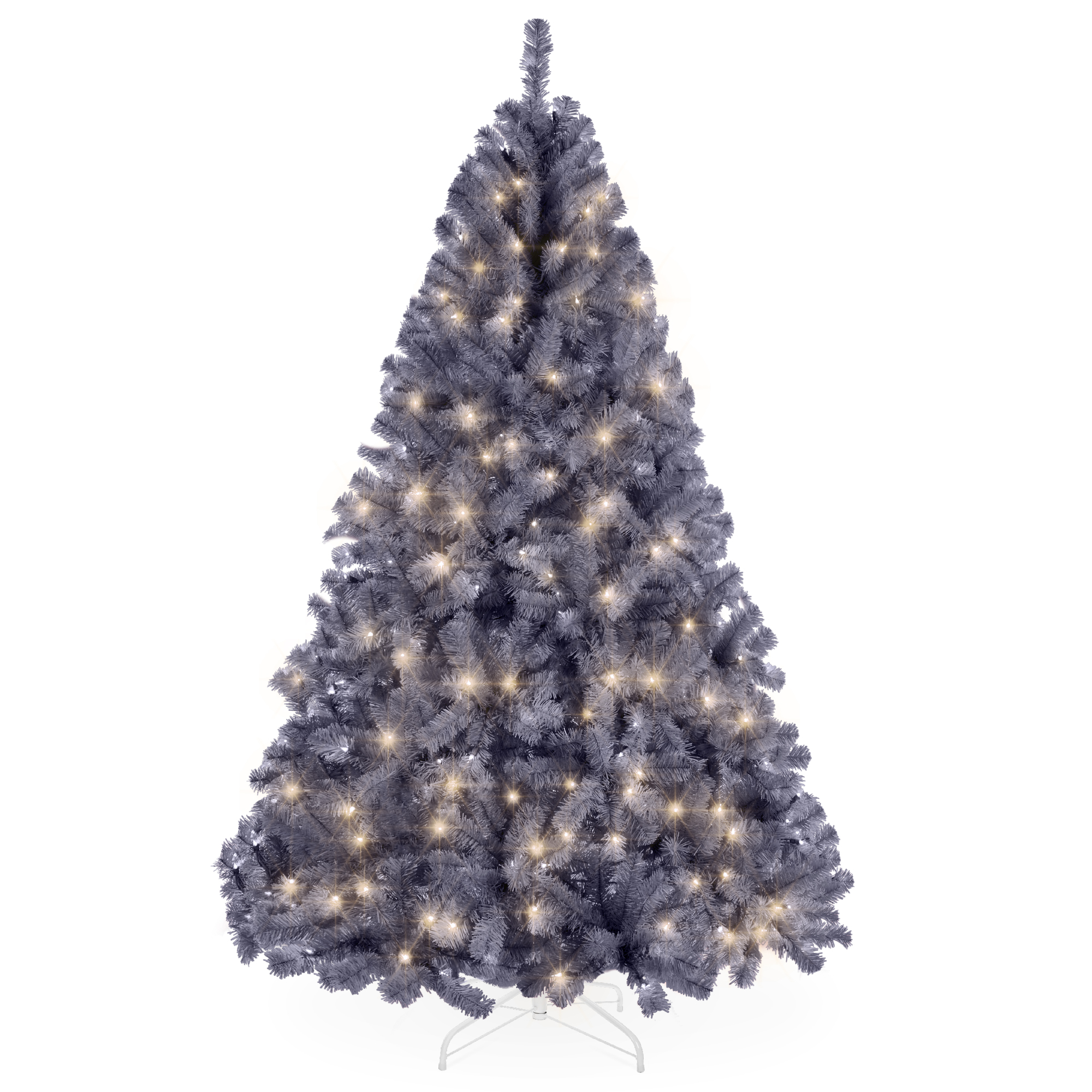 9ft Pre-Lit Charcoal Gray Christmas Tree, Artificial Holiday Decoration w/ 900 Lights - Best Choice Products Online