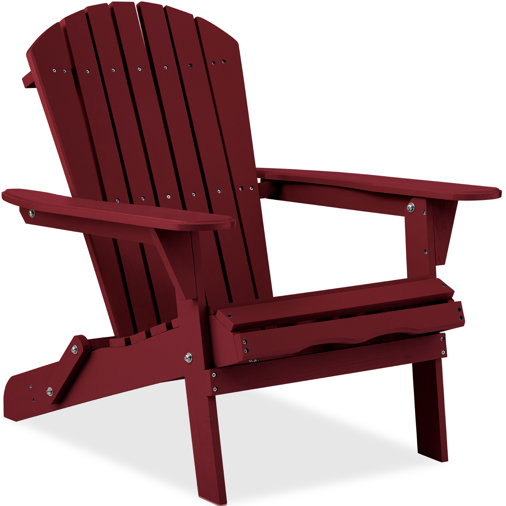 Folding Adirondack Chair, Outdoor Wooden Accent Lounge Furniture w/ 350lb Capacity - Red - Best Choice Products Online