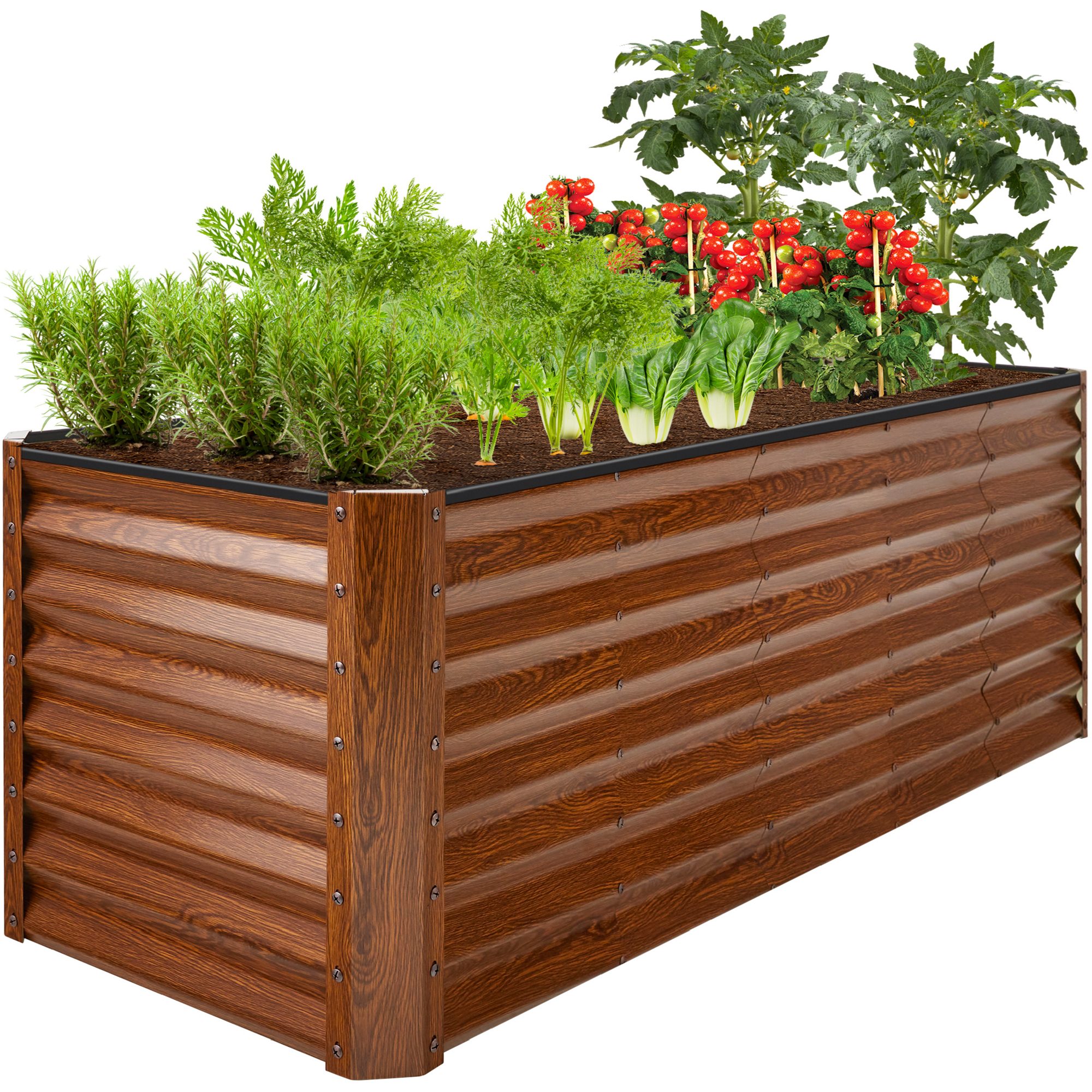 8x2x2ft Raised Metal Outdoor Garden Bed, Planter Box for Flowers, Vegetables, Herbs - Wood Grain - Best Choice Products Online