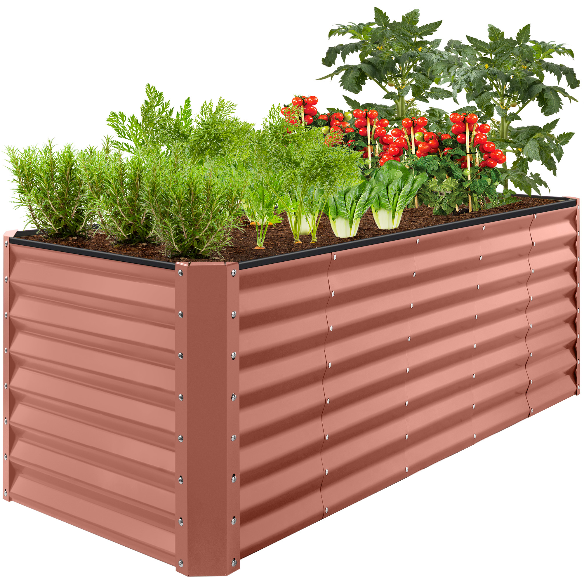 8x2x2ft Outdoor Metal Raised Garden Bed, Planter Box for Vegetables, Flowers - Terracotta - Best Choice Products Online