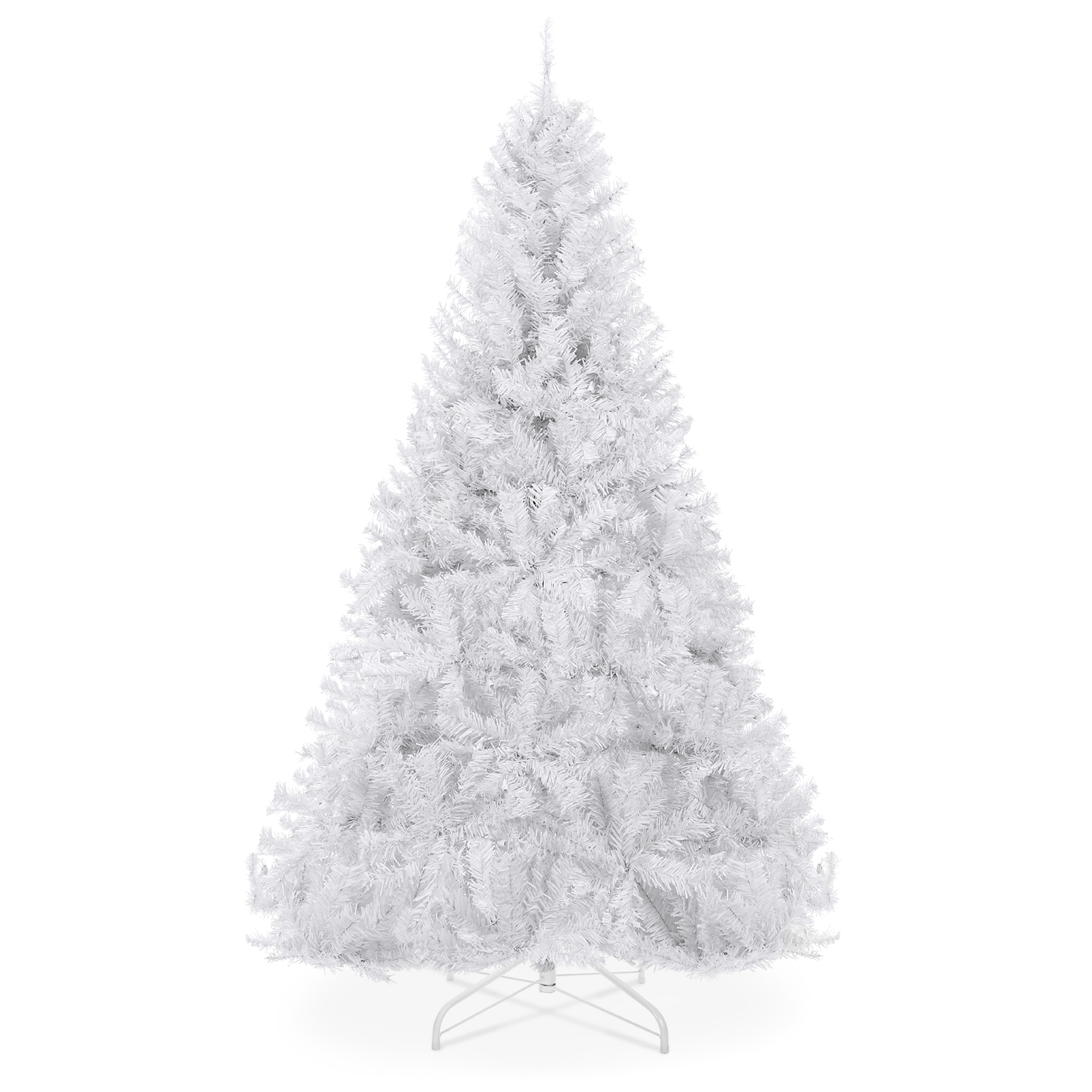 9ft Artificial Premium White Hinged Christmas Pine Tree w/ 2,000 Tips, Foldable Metal Base - Best Choice Products Online