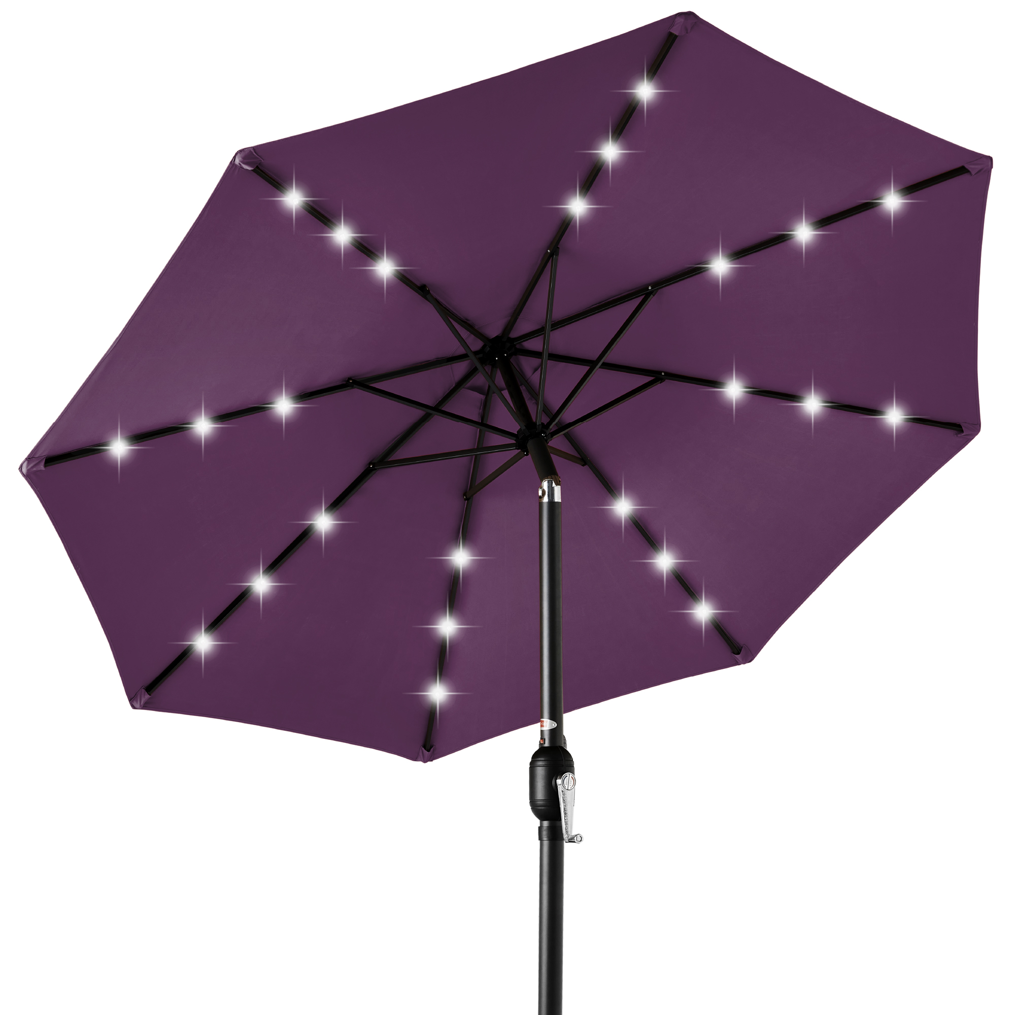 10ft Solar LED Lighted Patio Umbrella w/ Tilt Adjustment, UV-Resistant Fabric - Amethyst Purple - Best Choice Products Online