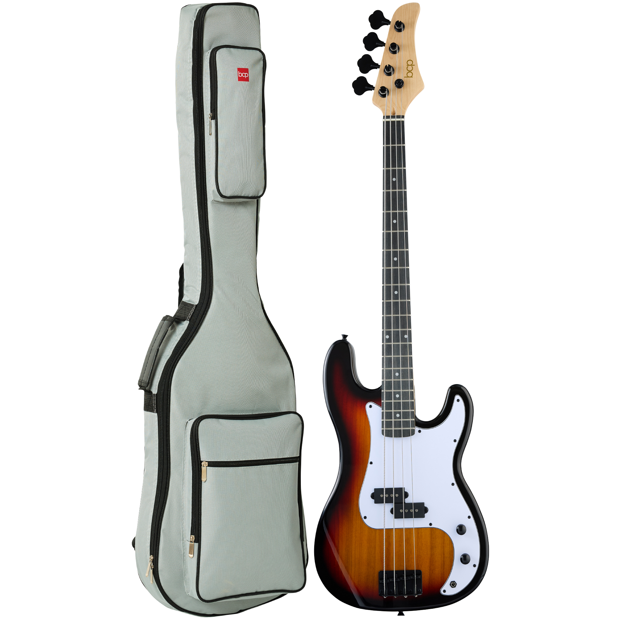 Full Size Beginner 4-String Electric Guitar Bass Guitar w/ Padded Case - Sunburst/White - Best Choice Products Online