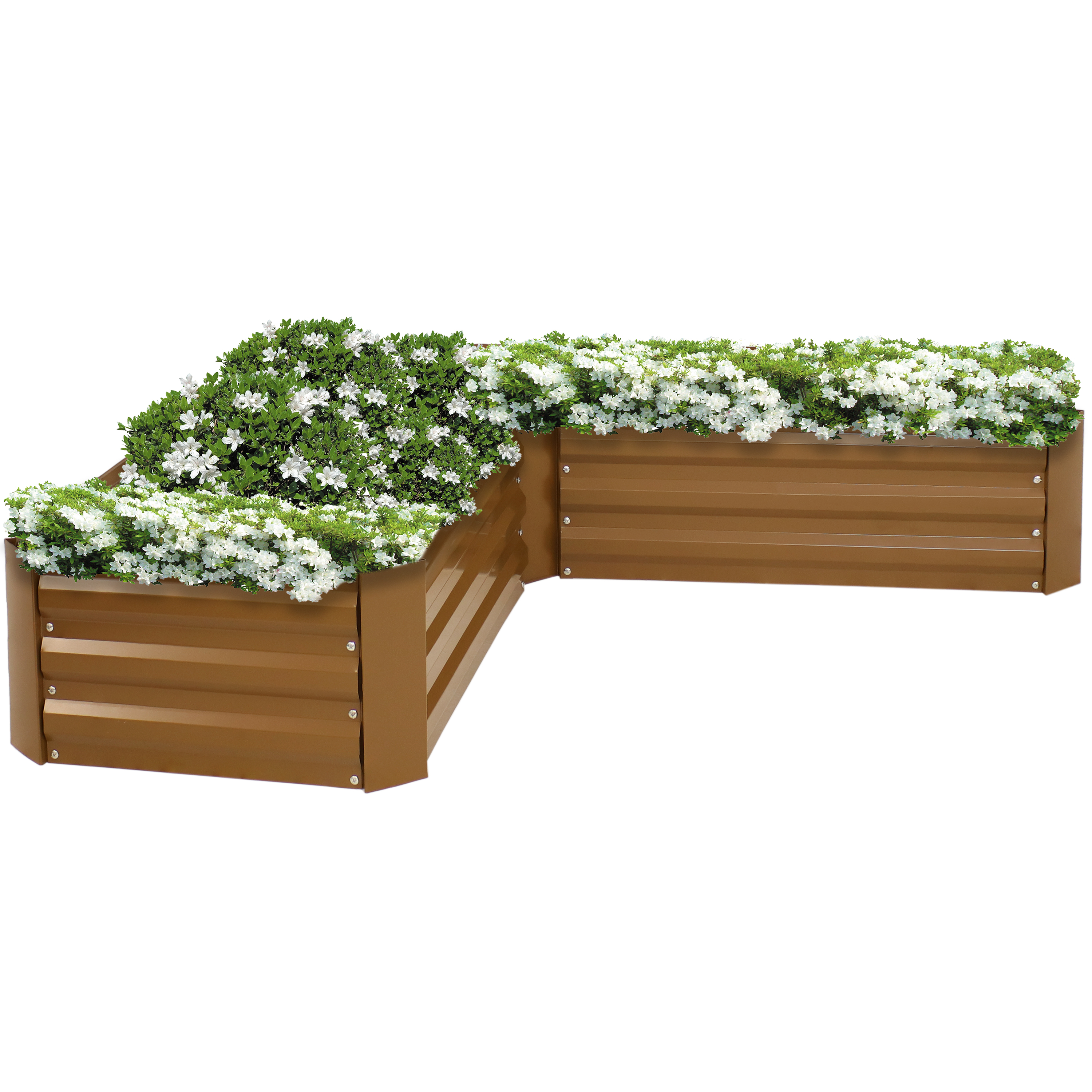 Galvanized Steel L-Shaped Raised Garden Bed - Brown