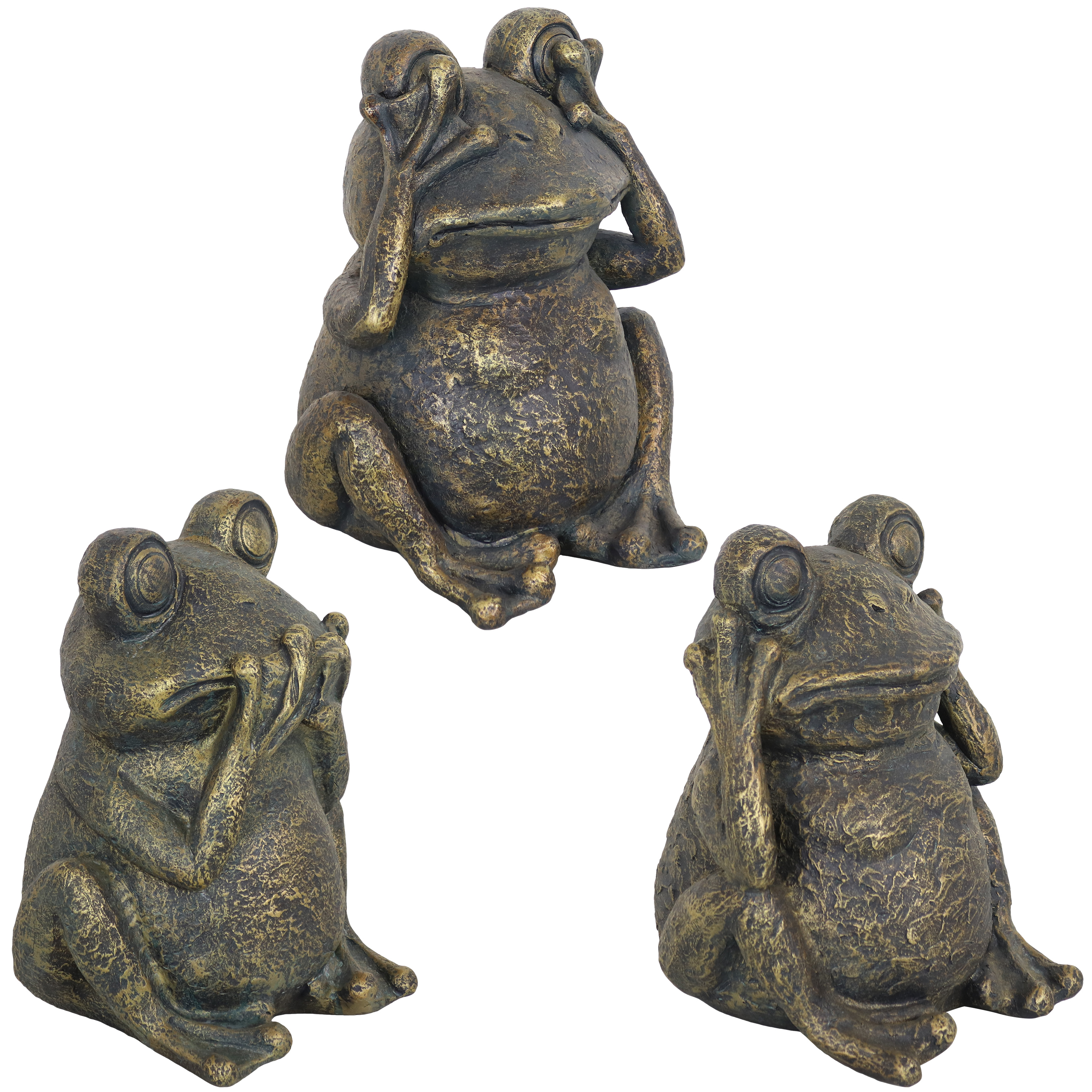 Hear No Evil, See No Evil, Speak No Evil Frog Trio Statue