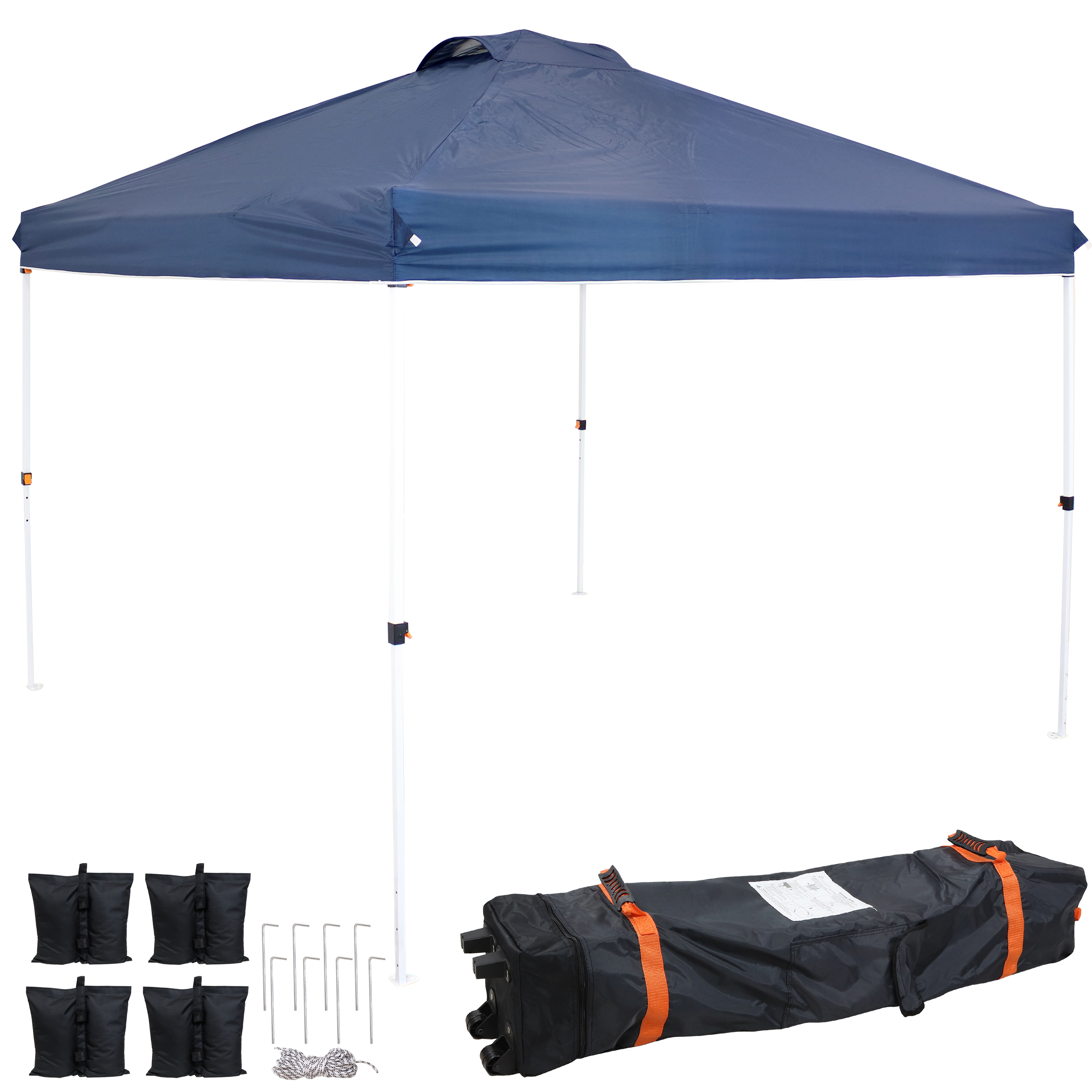 Sunnydaze 10x10 Foot Premium Pop-Up Canopy and Carry Bag/Sandbags - Blue