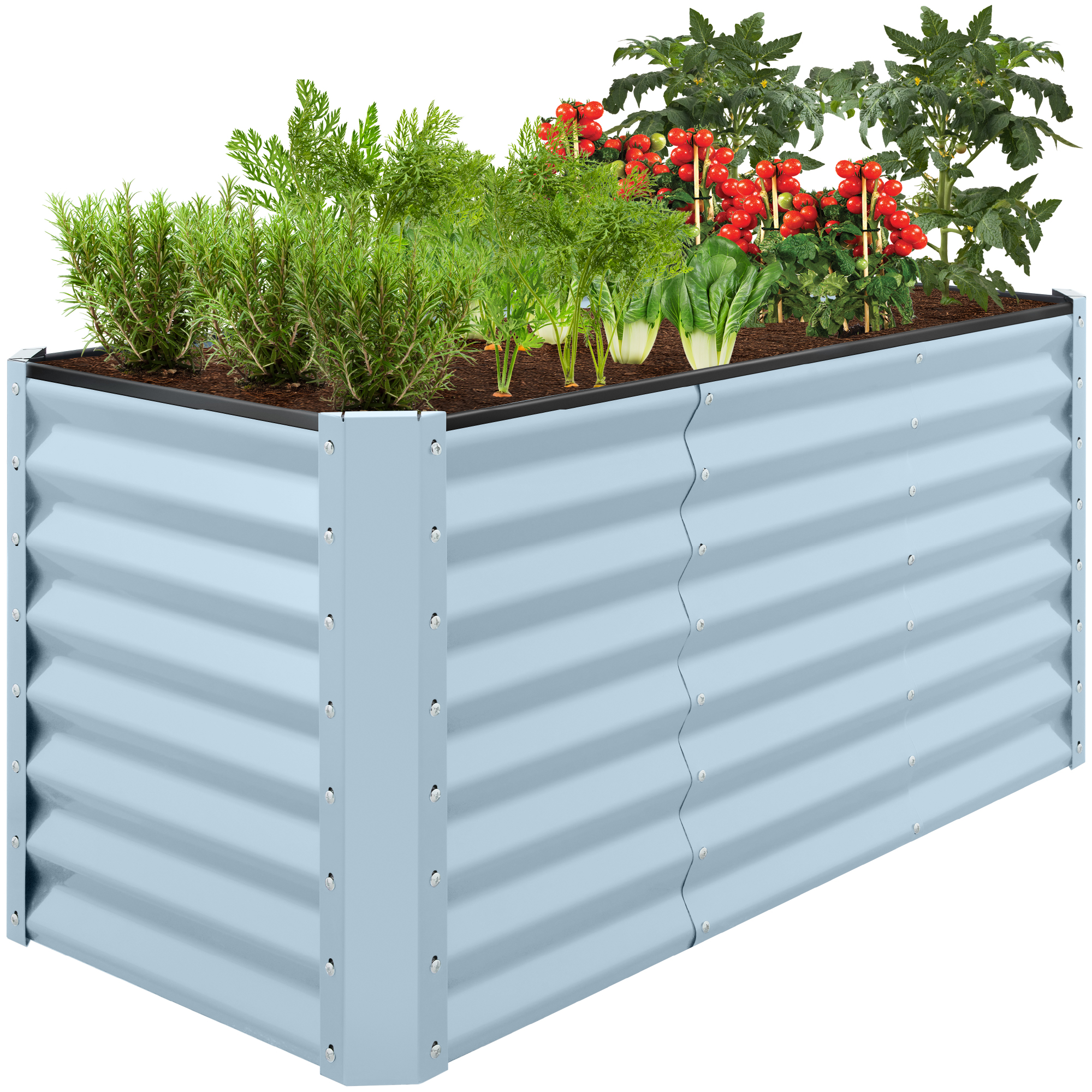 4x2x2ft Outdoor Metal Raised Garden Bed, Planter Box for Vegetables, Flowers, Herbs - Mist Blue - Best Choice Products Online