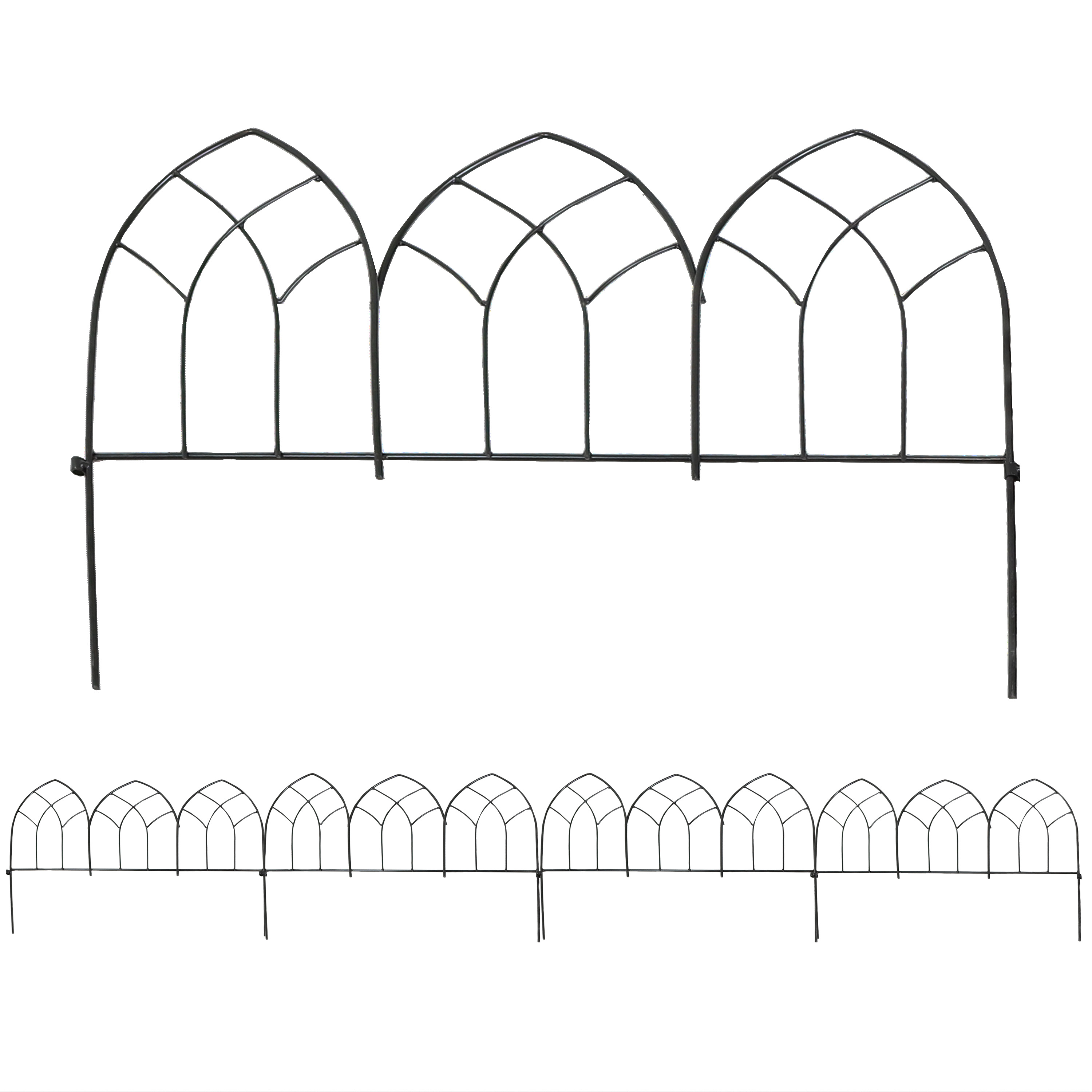 Sunnydaze Set of 5 Narbonne Style Steel Decorative Border Fence - 23-Inch