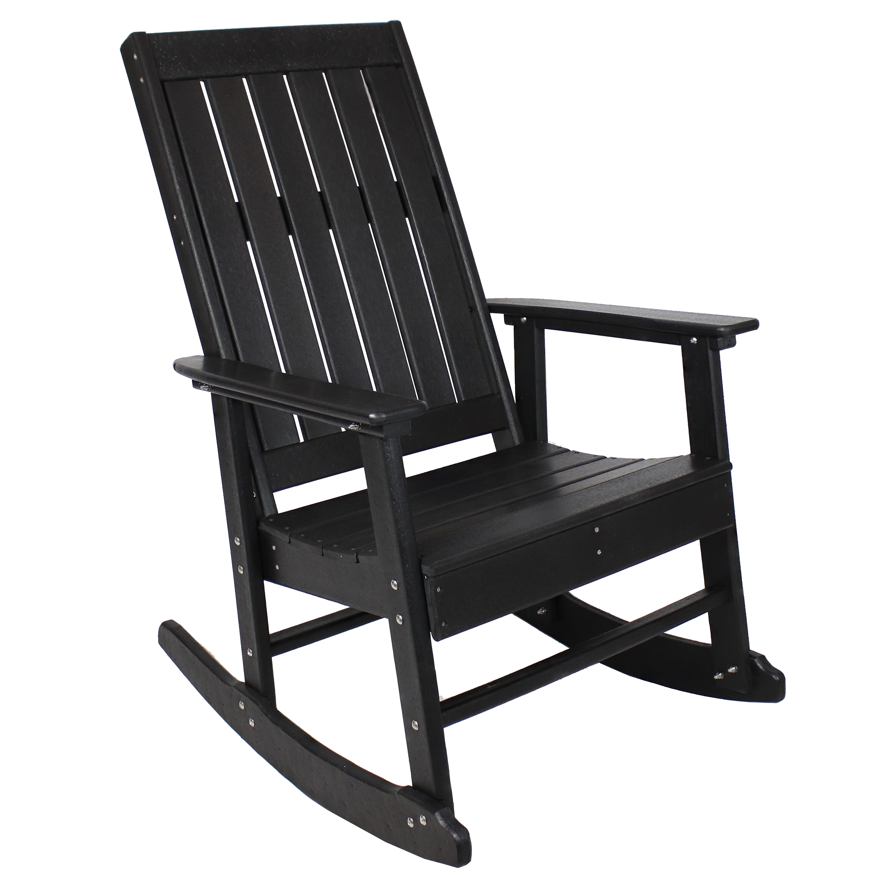Sunnydaze Rustic Comfort Outdoor Rocking Chair - 300 lb Capacity - Black