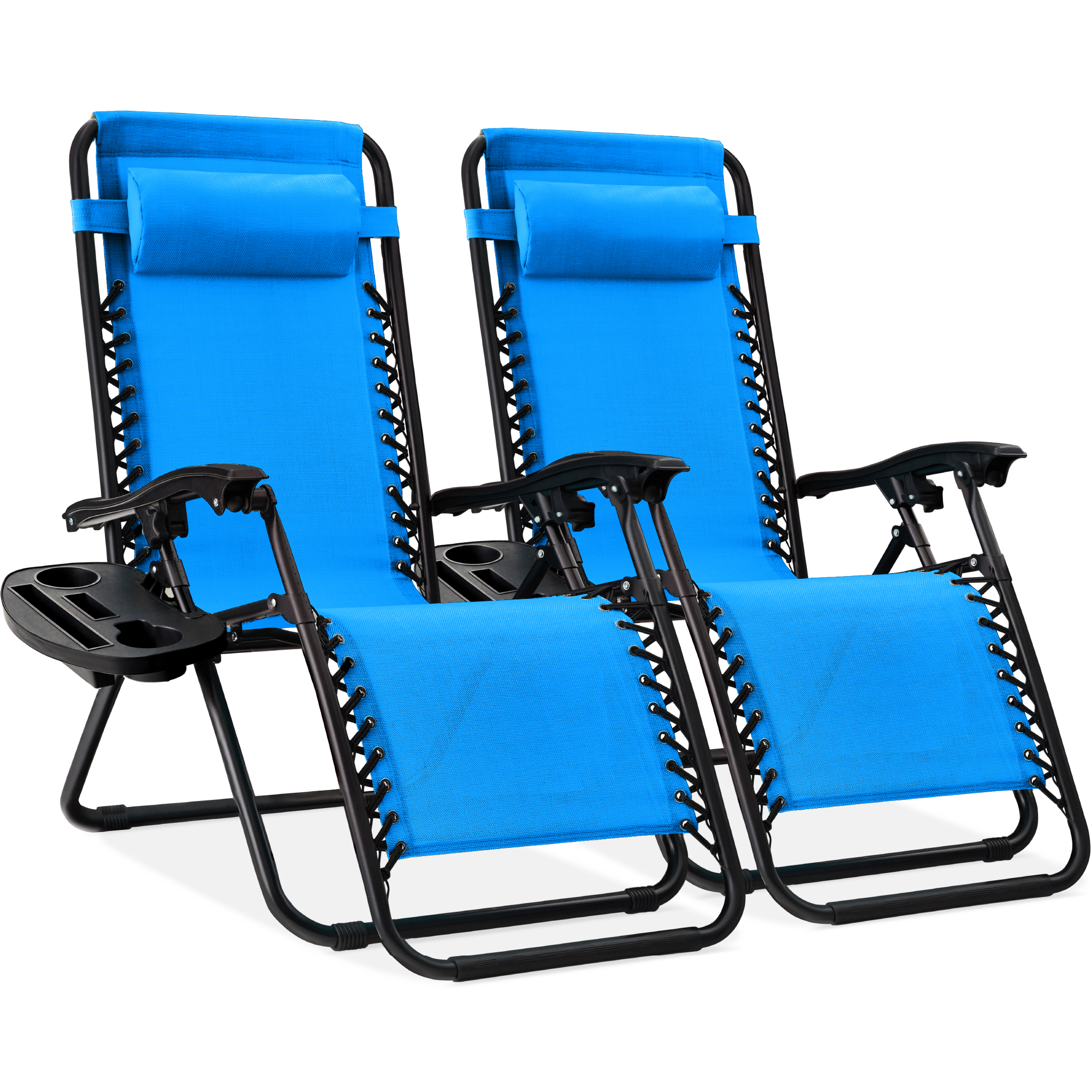 2-Pack Zero Gravity Chairs, Adjustable Lounge Recliners For Patio & Pool w/ Cup Holders - Aqua Blue - Best Choice Products Online