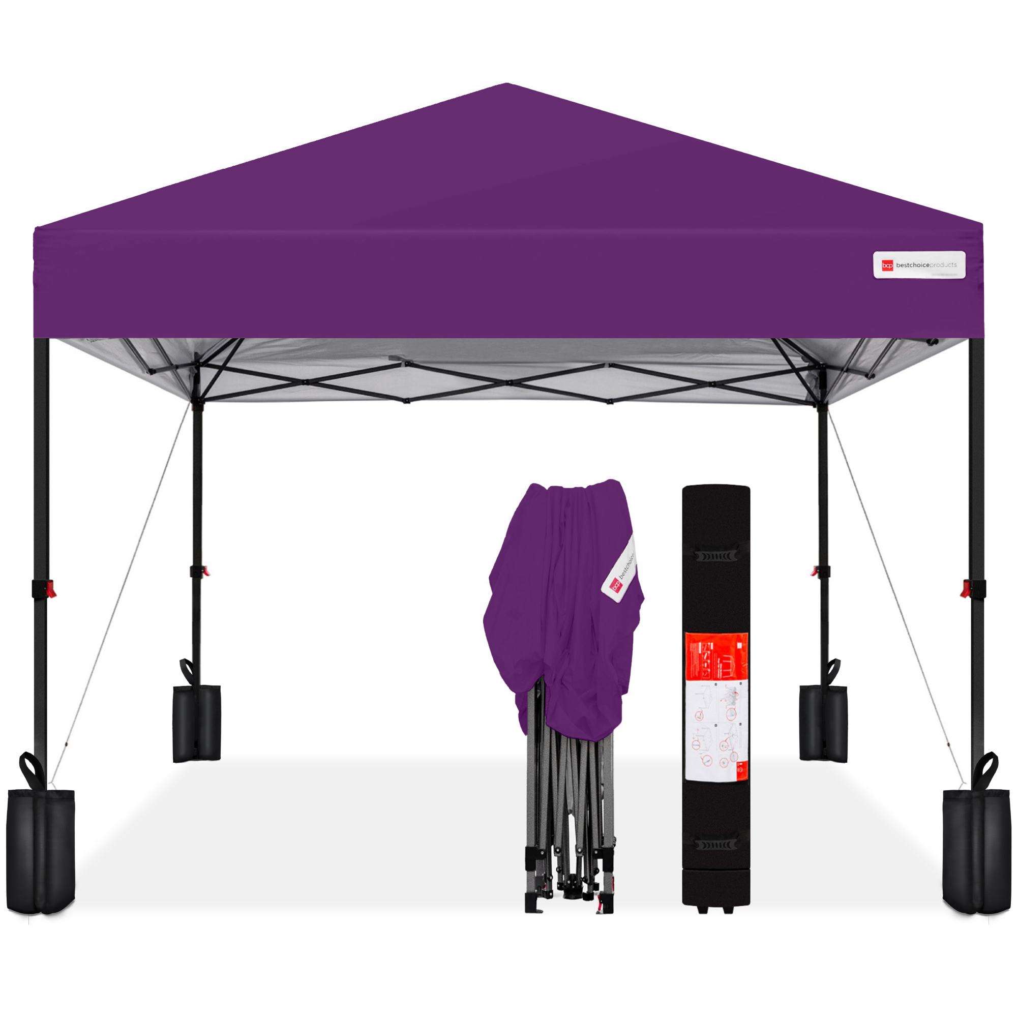 One-Person Setup 10x10ft Instant Pop-Up Canopy Portable Tent w/ 1-Button Push, Wheeled Carry Case - Amethyst Purple - Best Choice Products Online