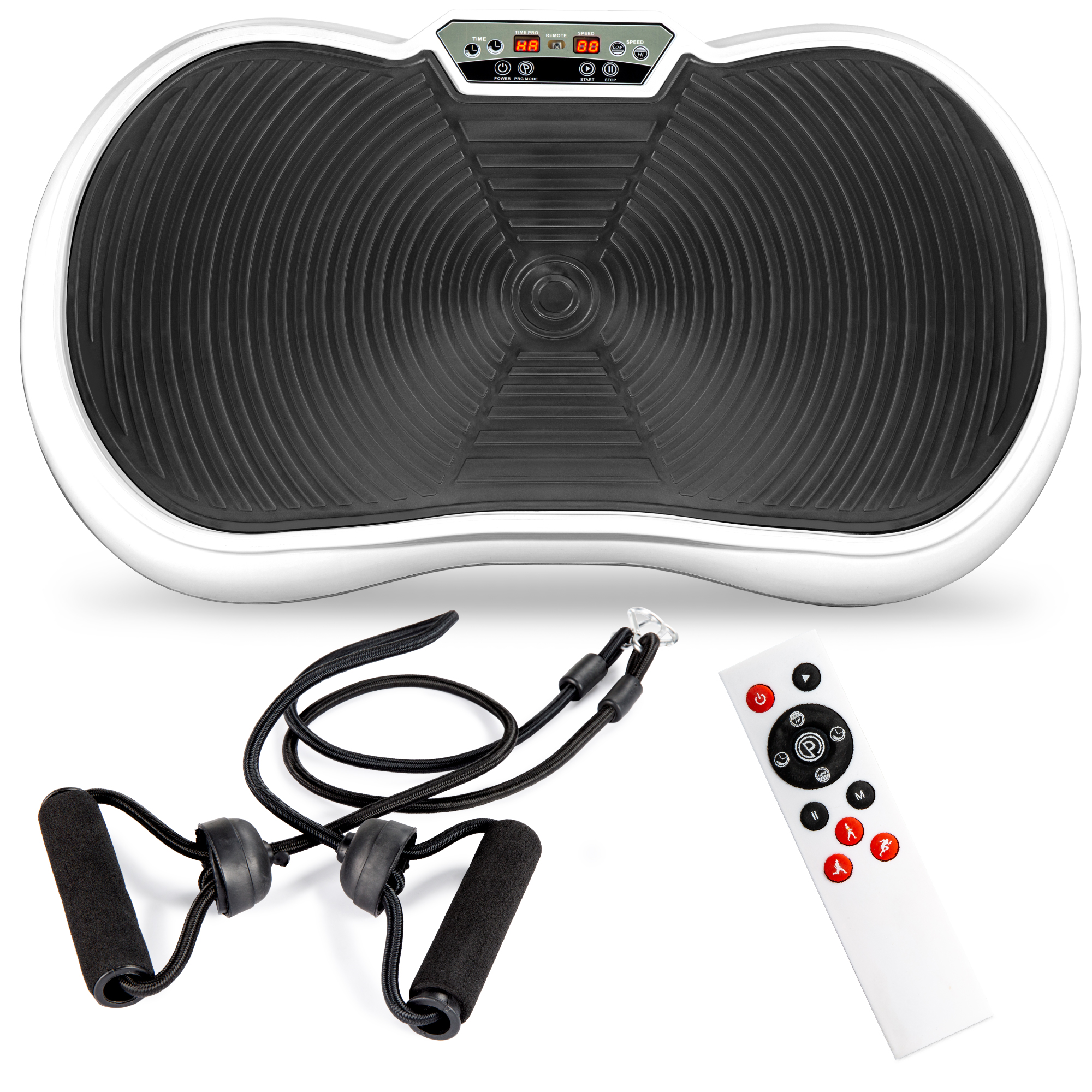 Vibration Plate Exercise Machine Full Body Fitness Platform w/ Resistance Bands - White | Best Choice Products Online