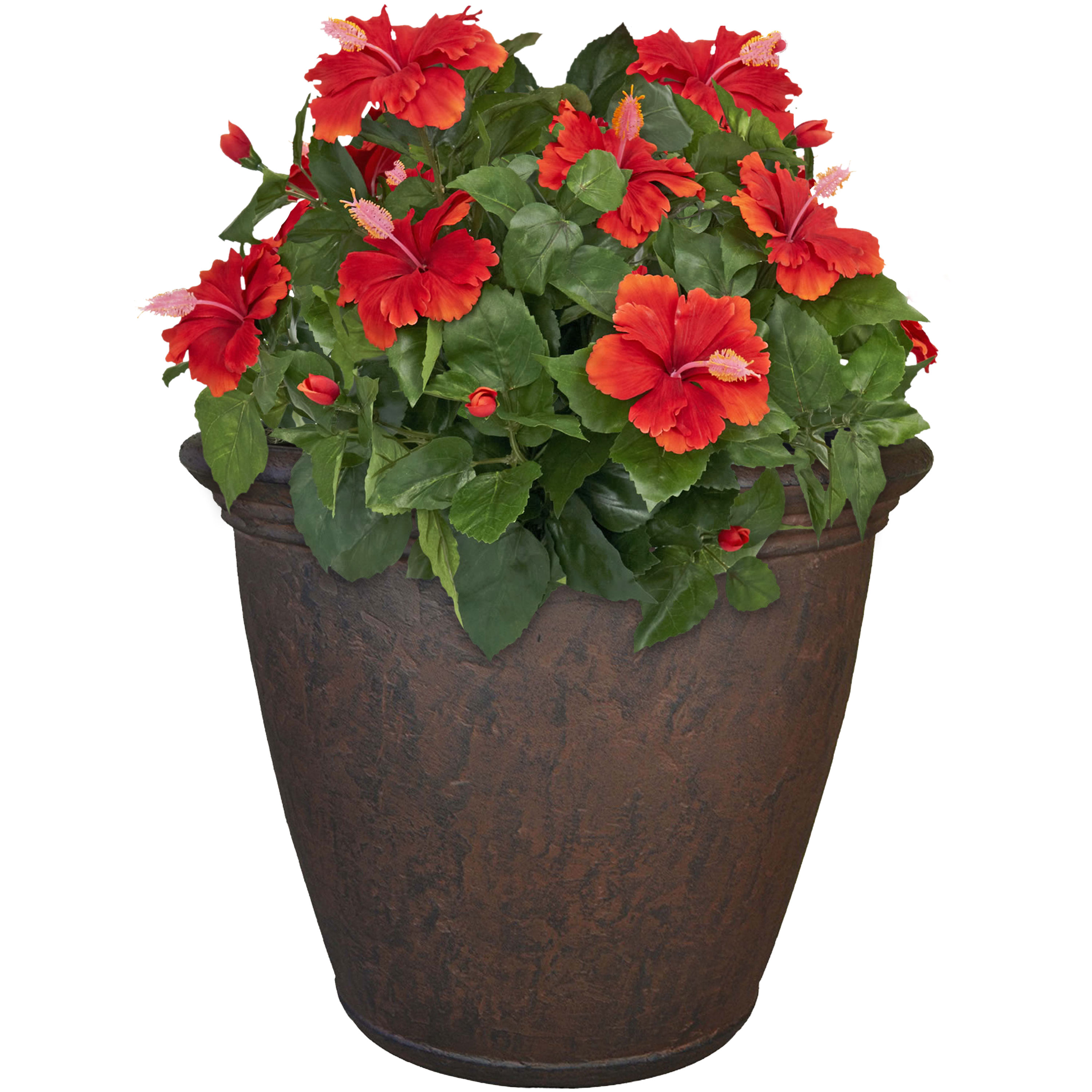 Sunnydaze Anjelica Indoor and Outdoor Resin Planter with Rust Finish, 24-Inch Diameter, Single